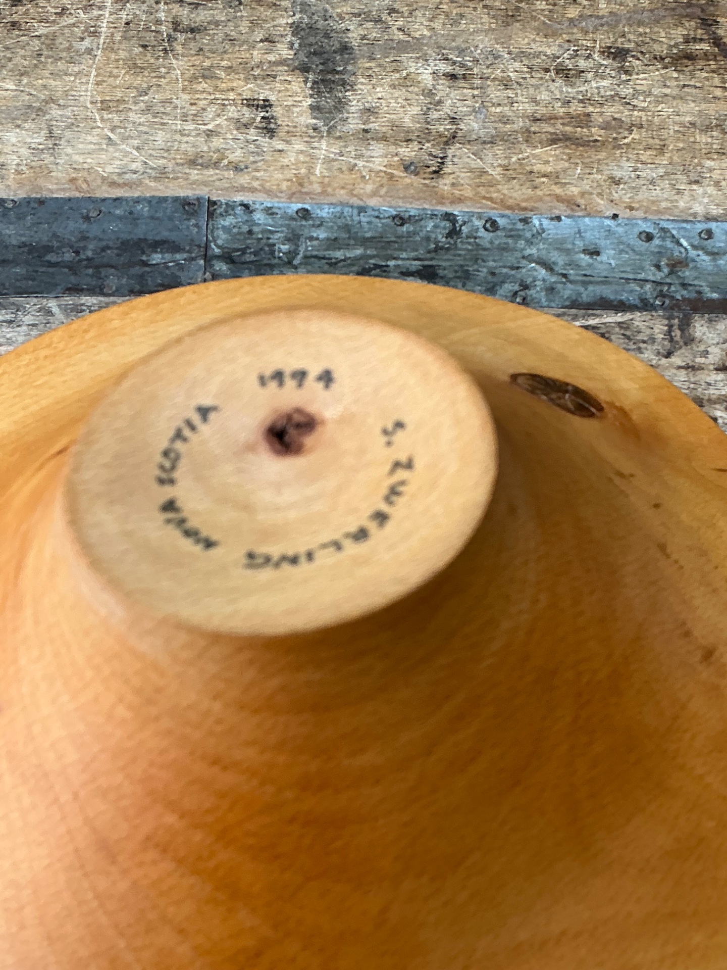 Signed 1994 Nova Scotia Wood Bowl - Detail view