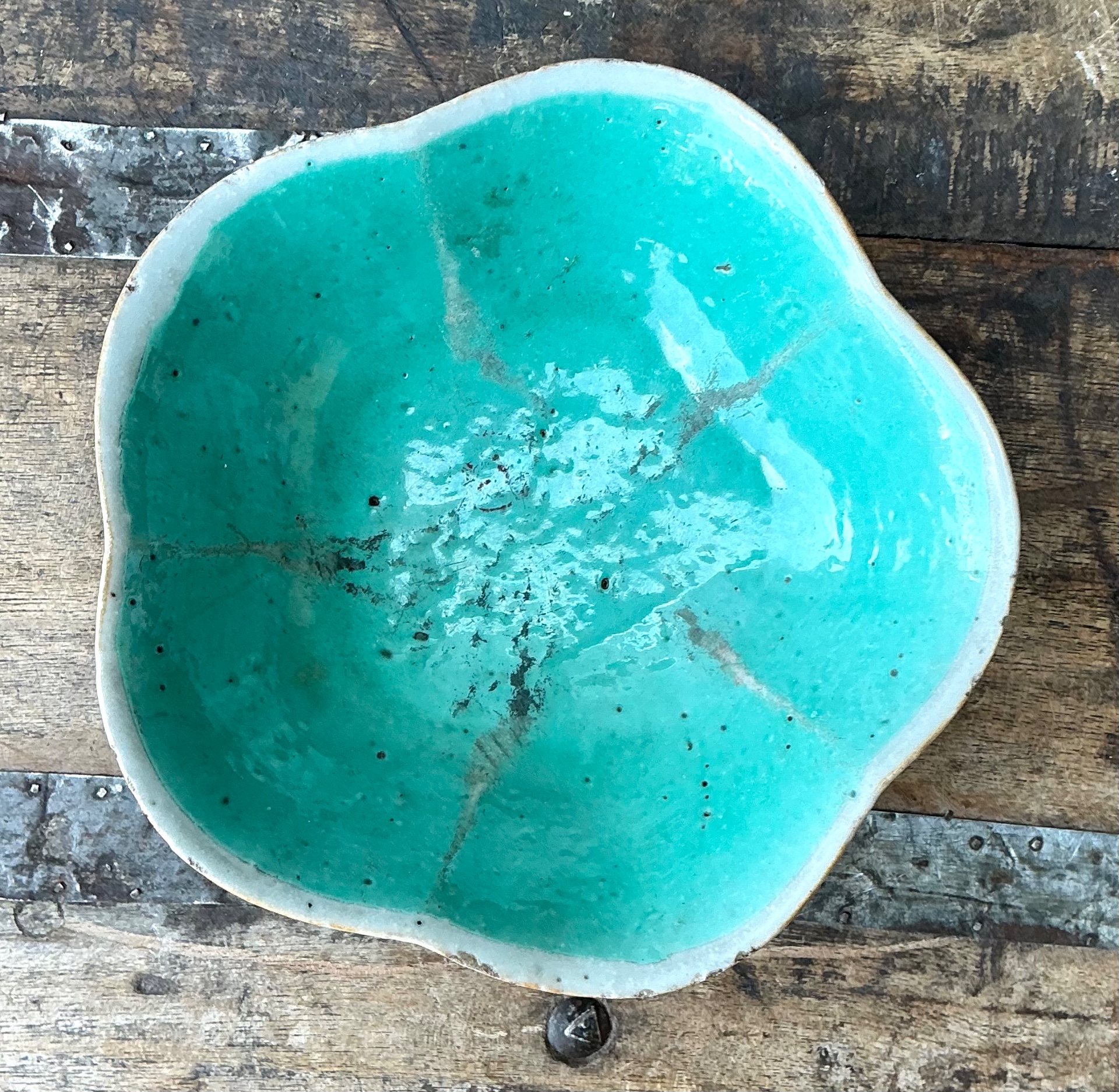 Vintage Asian Scalloped Floral Bowl - Side view