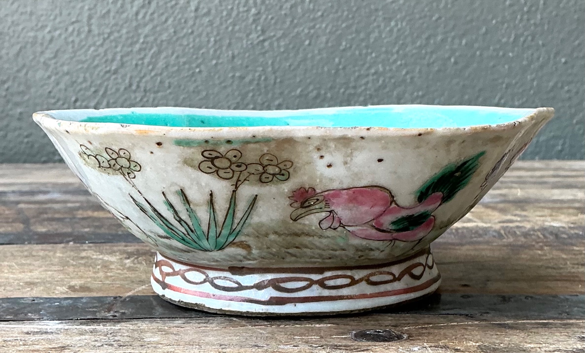 Vintage Asian Scalloped Floral Bowl - Top view