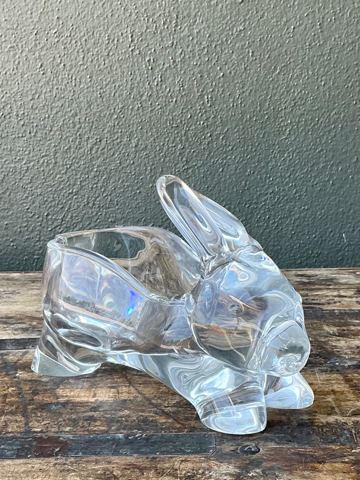 Vintage Lucite Rabbit Planter - Back view
