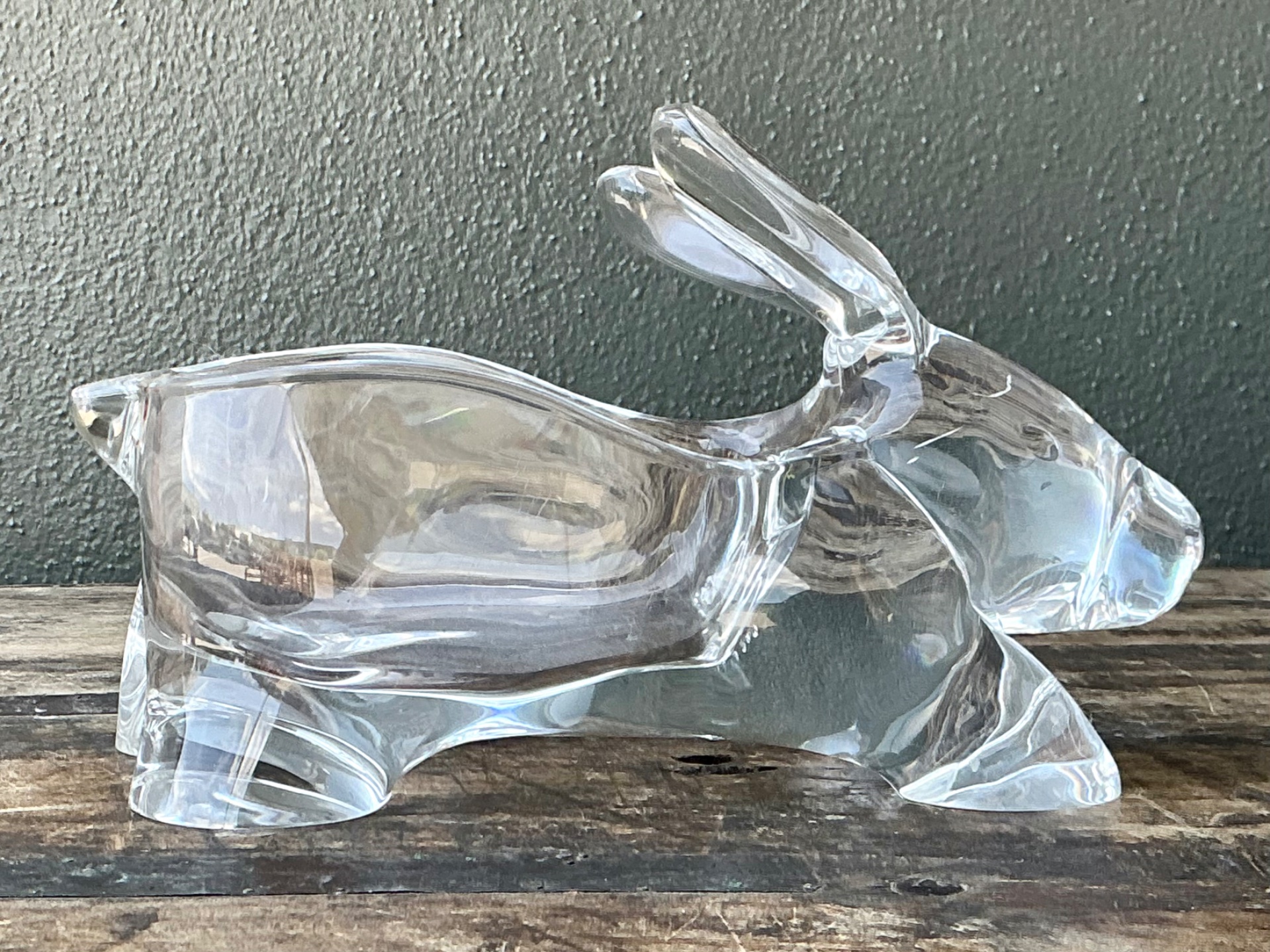 Vintage Lucite Rabbit Planter - Side view