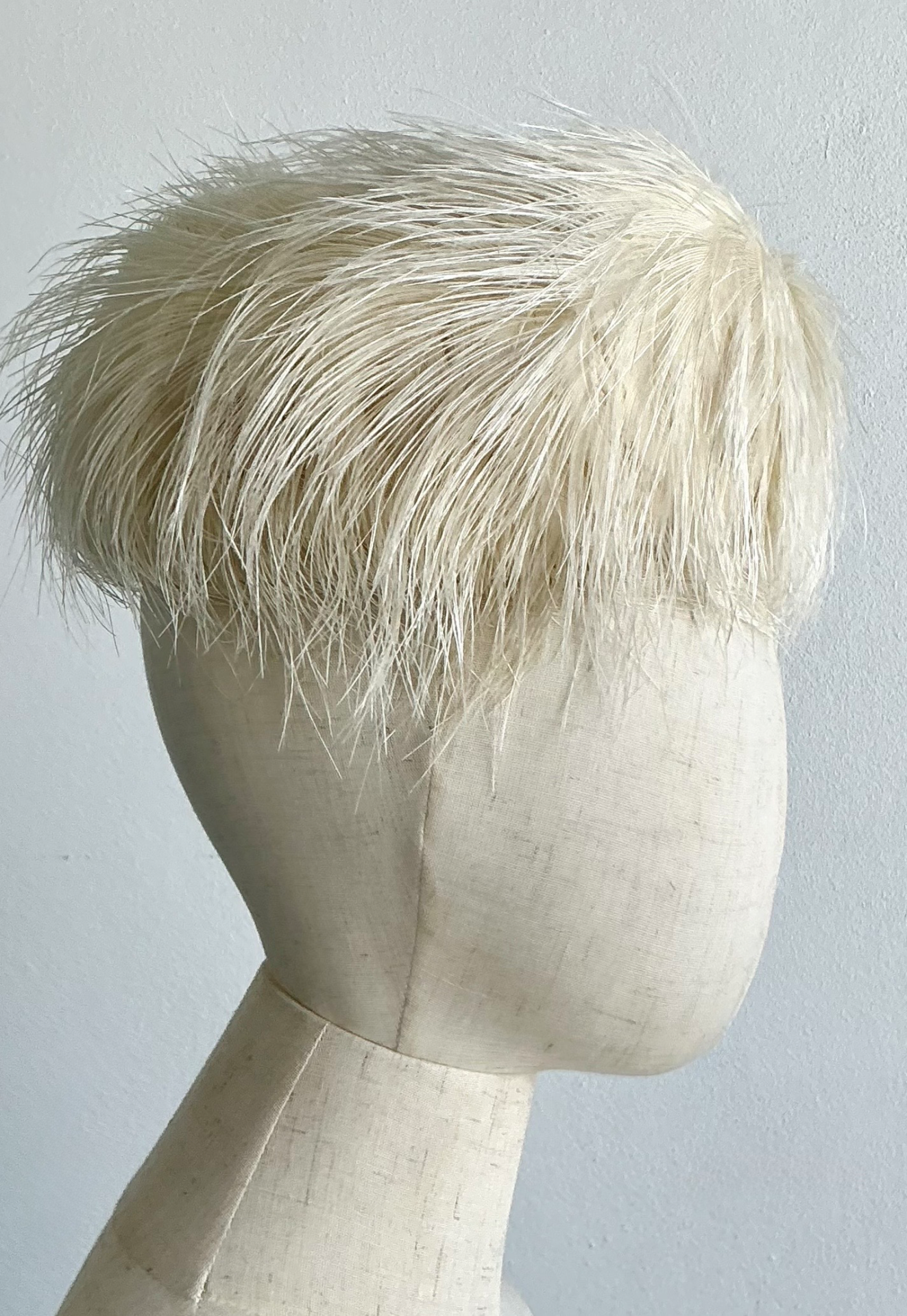 Vintage White Maribou Feather Hat - Top view