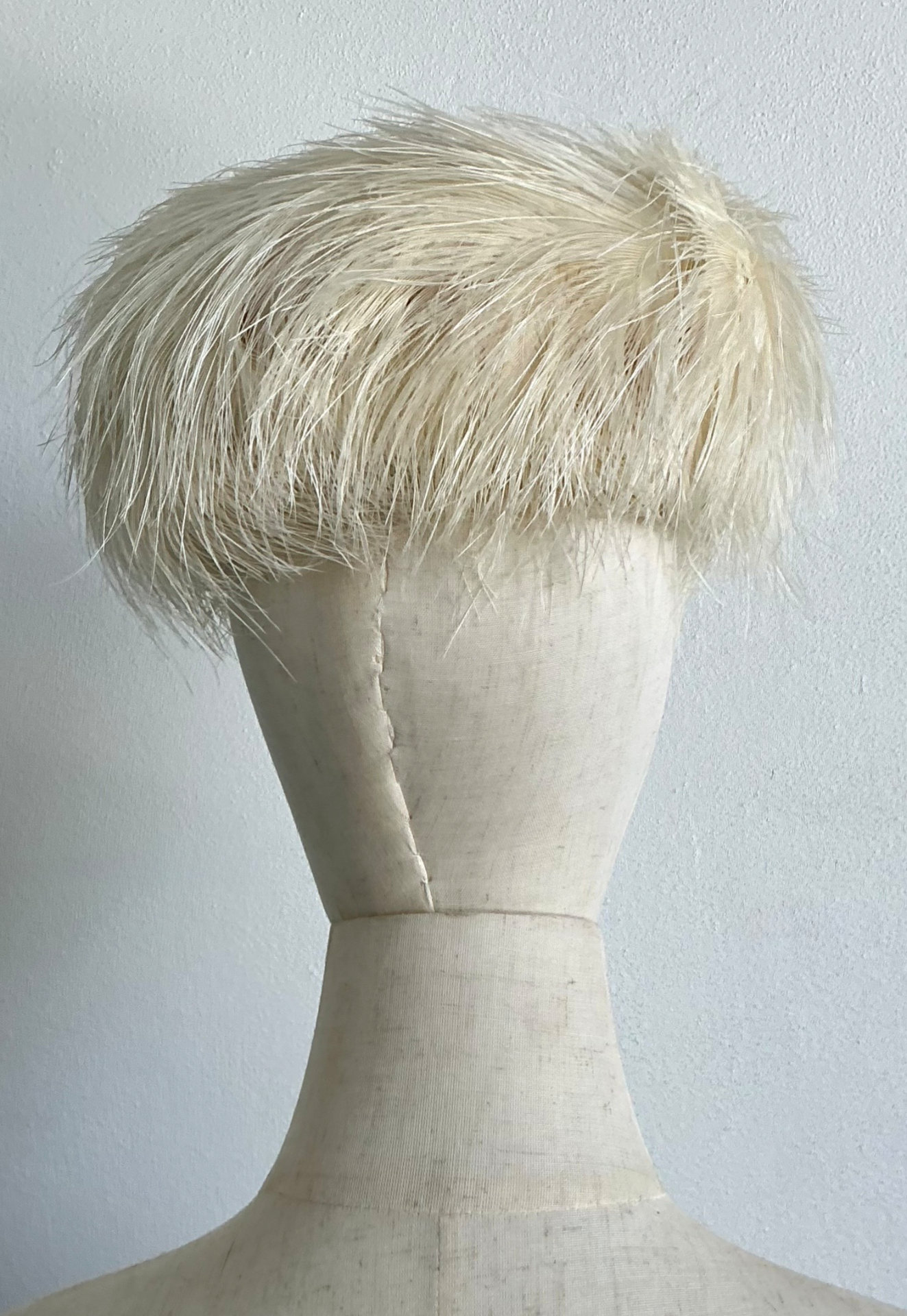 Vintage White Maribou Feather Hat - Back view