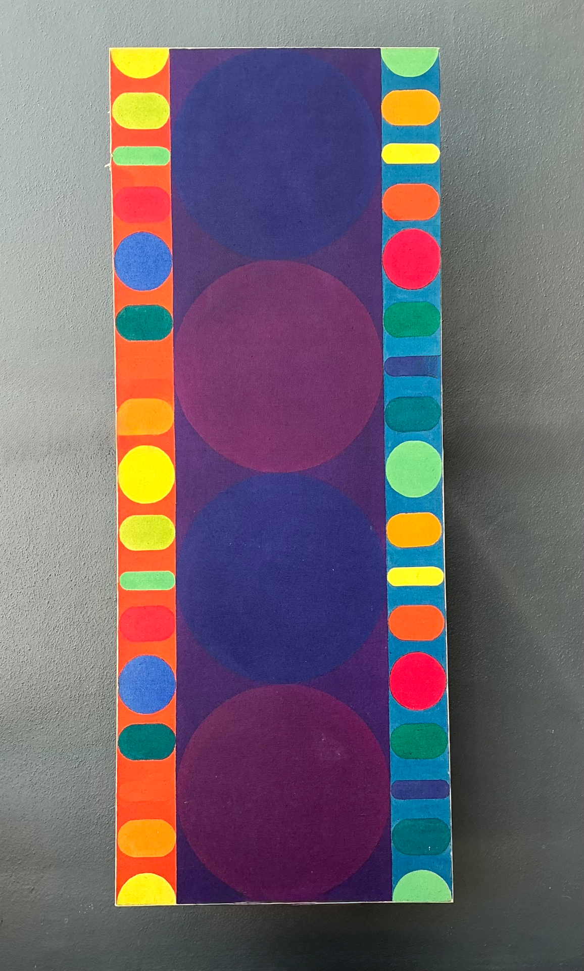 Vintage Geometric Abstract Painting On Canvas - Detail view