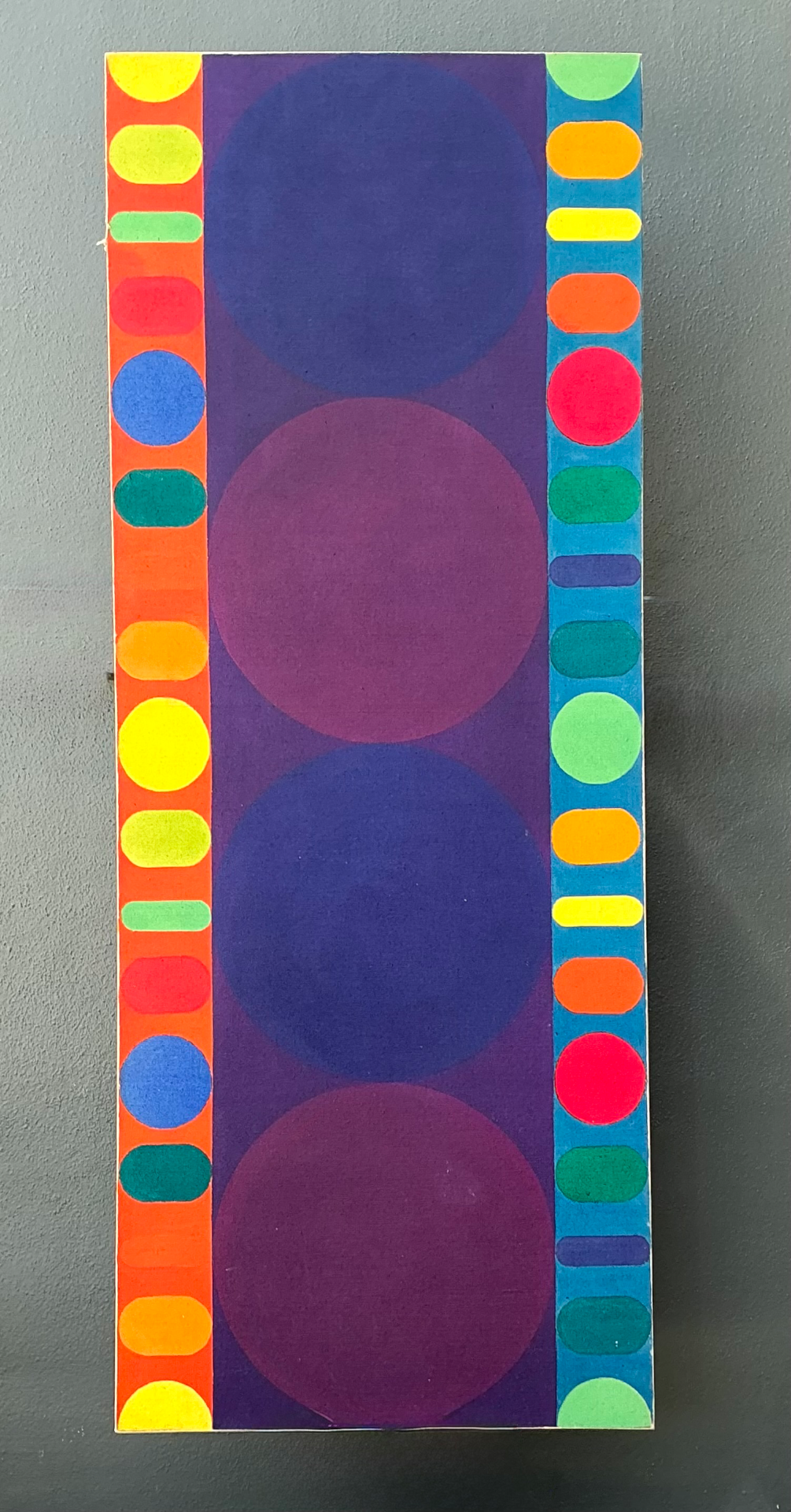 Vintage Geometric Abstract Painting On Canvas - Top view