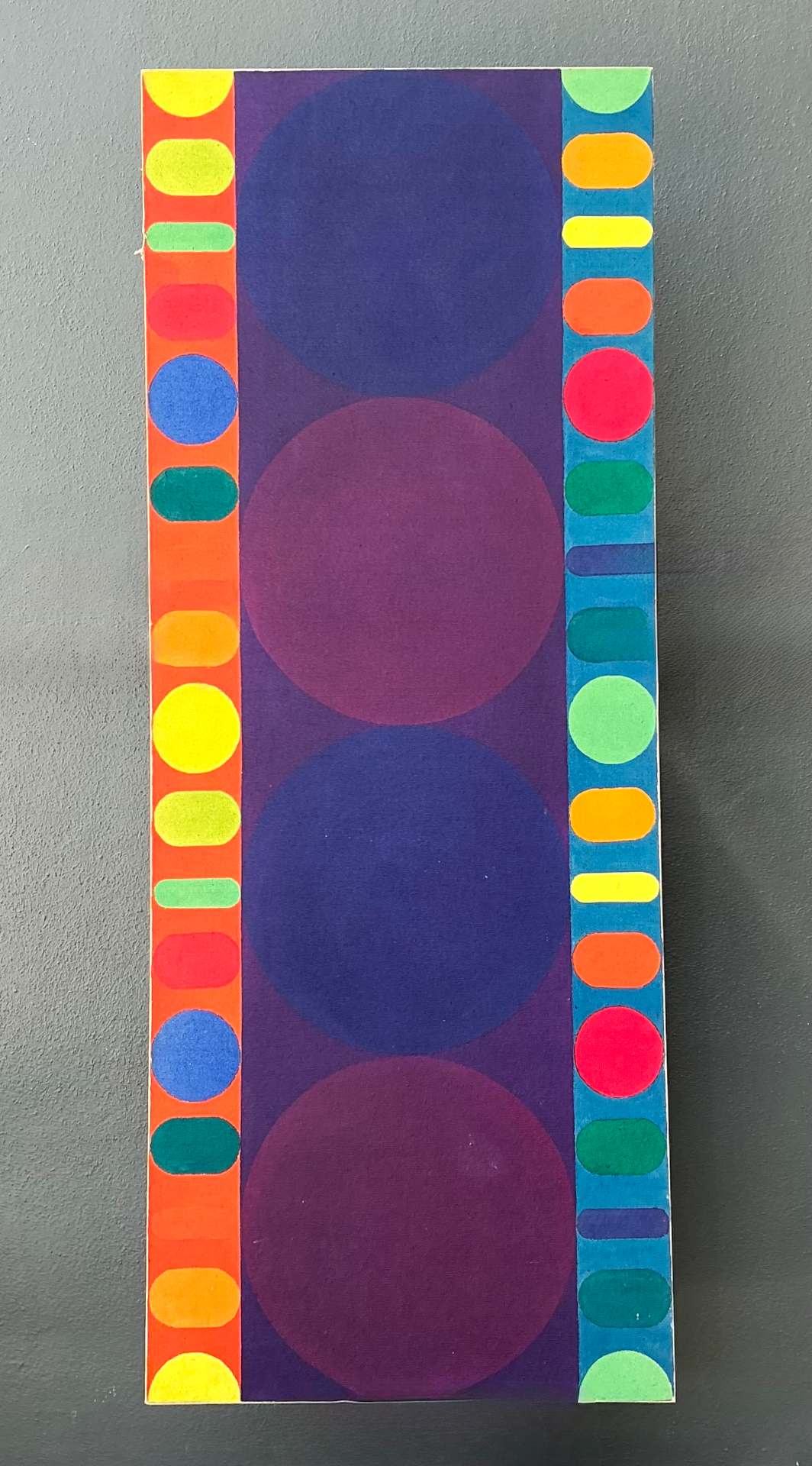 Vintage Geometric Abstract Painting On Canvas - Side view