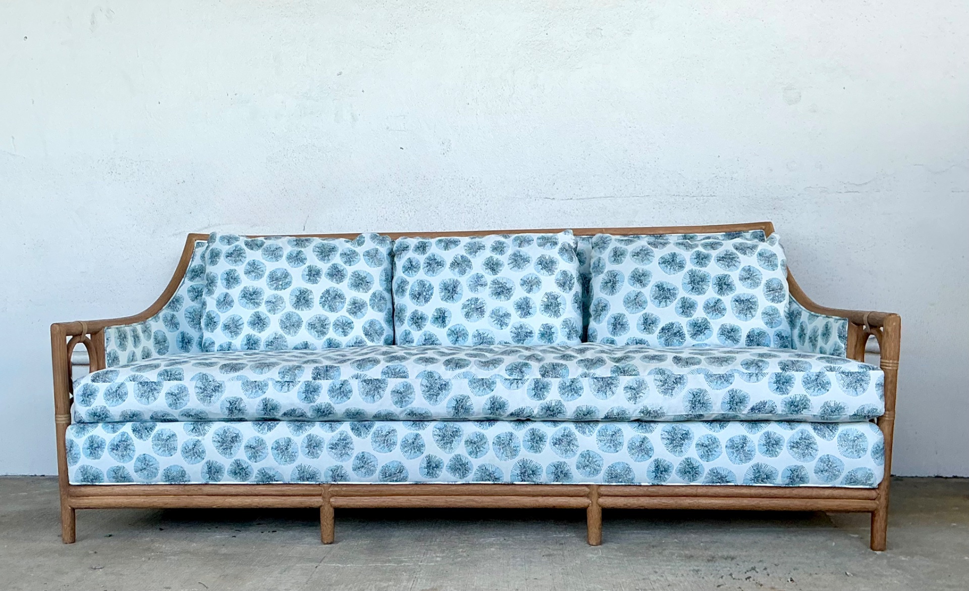Vintage McGuire Rattan Sofa In Peter Fasano For John Roselli “Sconcett” - Side view