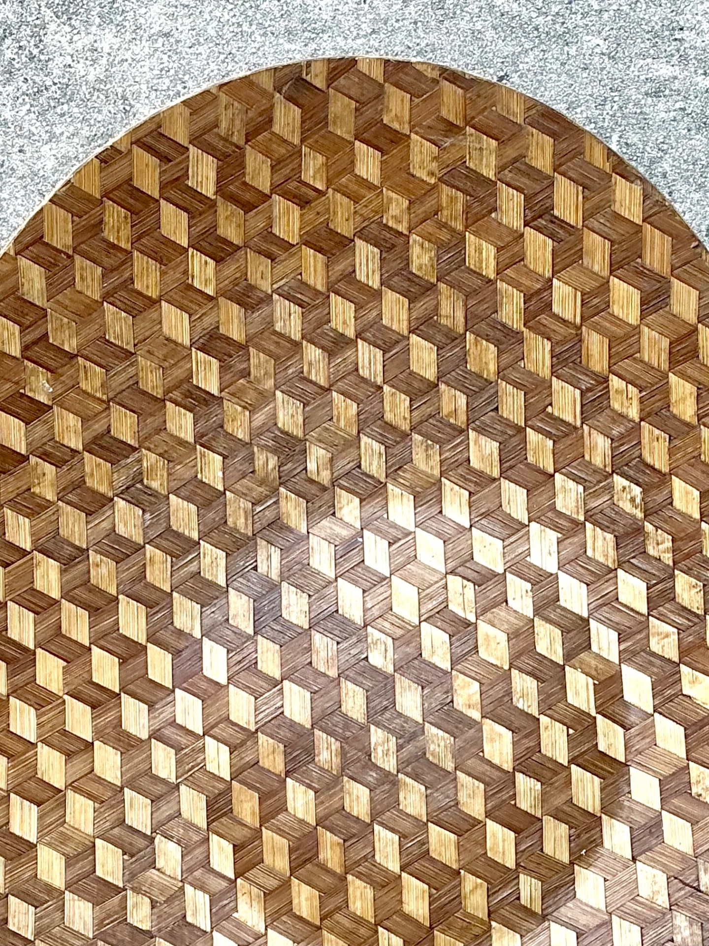 Vintage Geometric Wood Inlay Tray - Top view