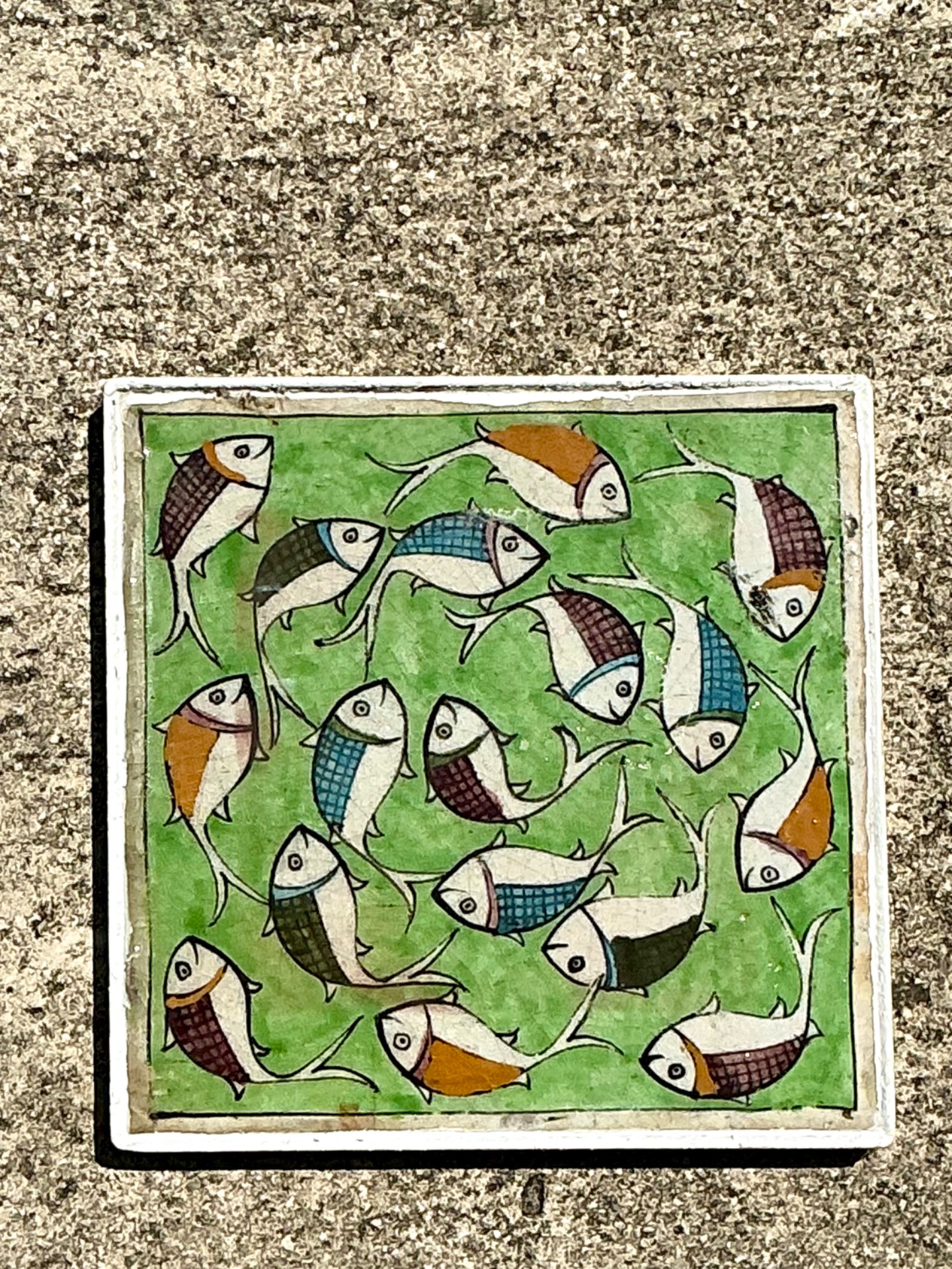 Vintage Hand Painted Fish Tile - Top view