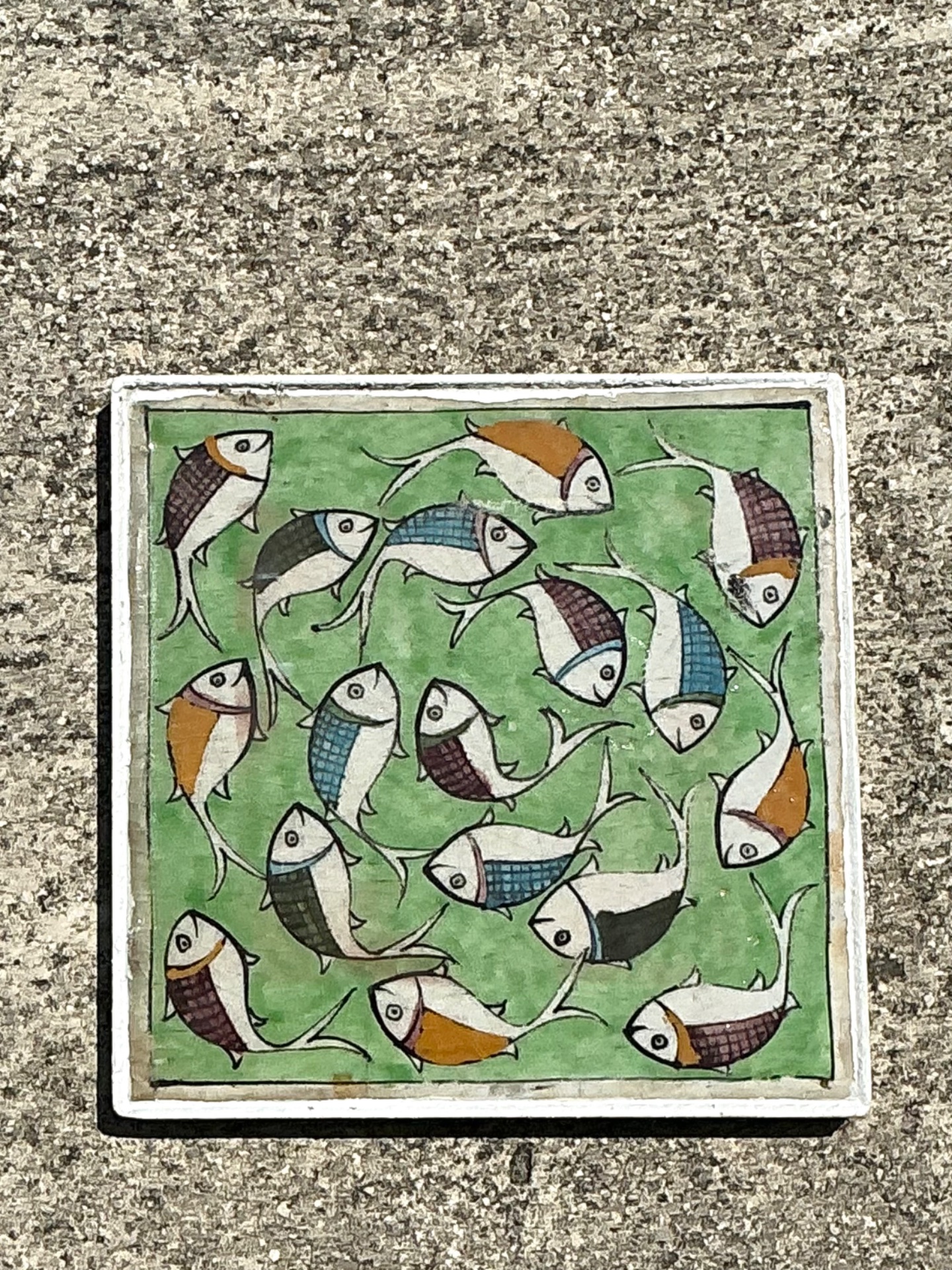 Vintage Hand Painted Fish Tile - Back view