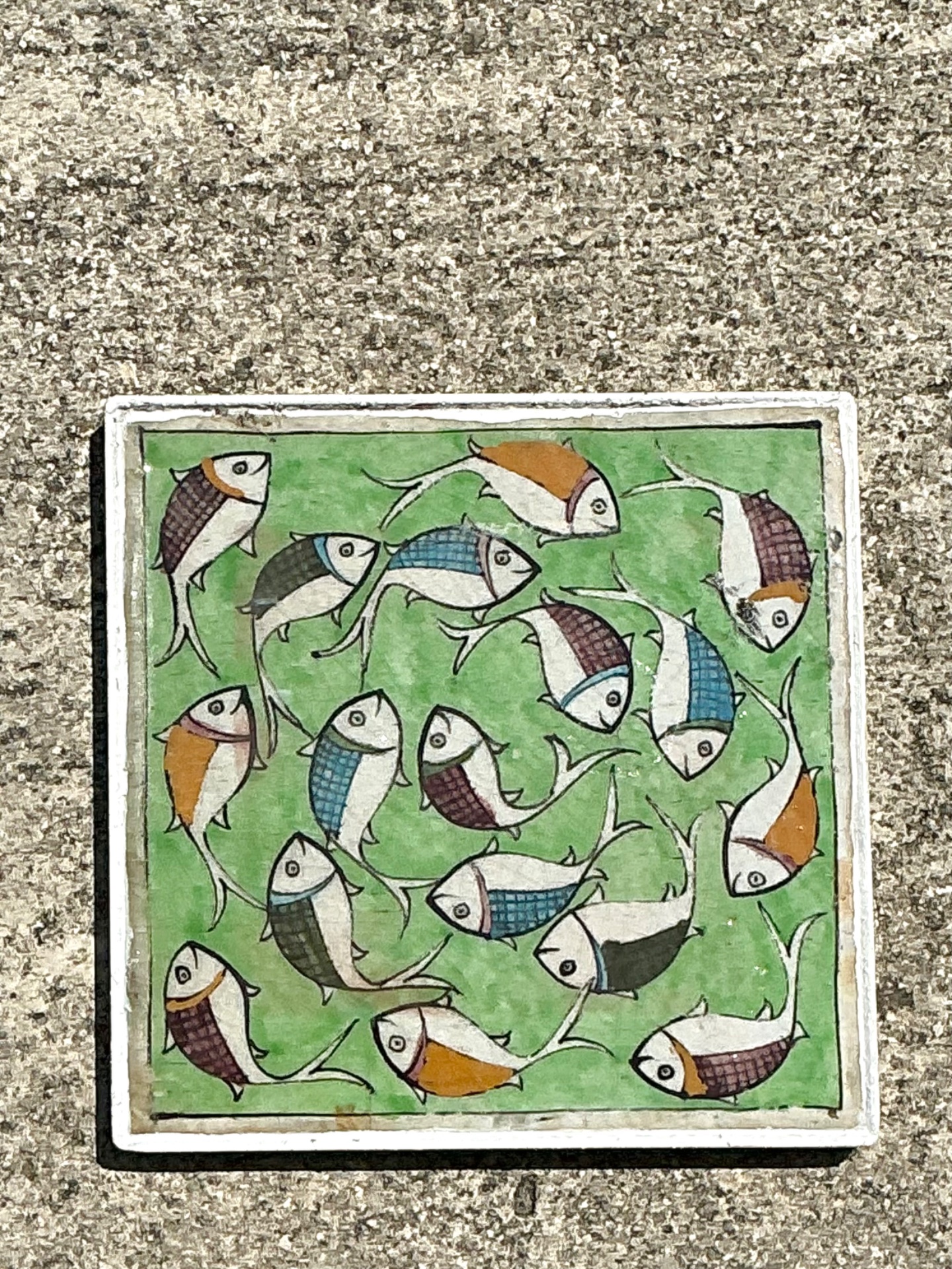 Vintage Hand Painted Fish Tile - Side view