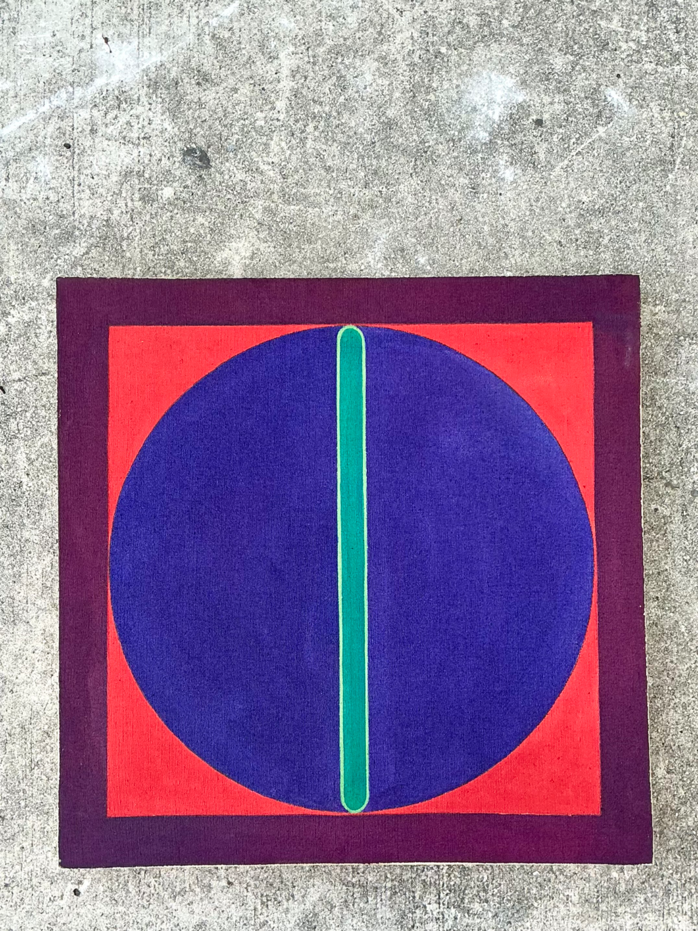 Vintage Geometric Abstract Painting On Canvas - Top view