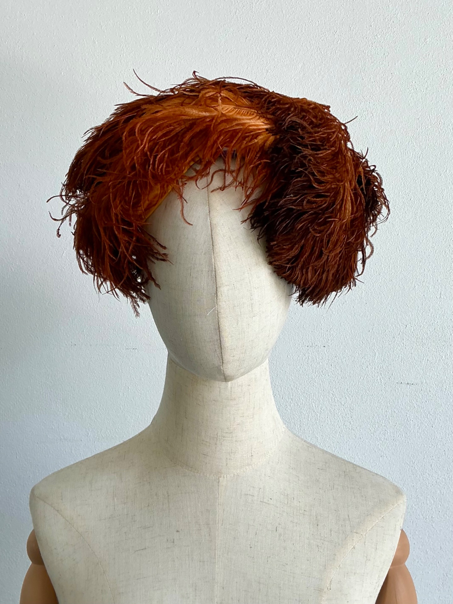 Vintage 1950s Ostrich Feather Hat - Back view