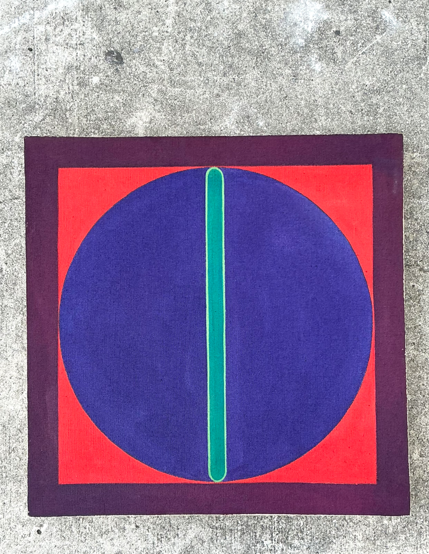 Vintage Geometric Abstract Painting On Canvas - Detail view