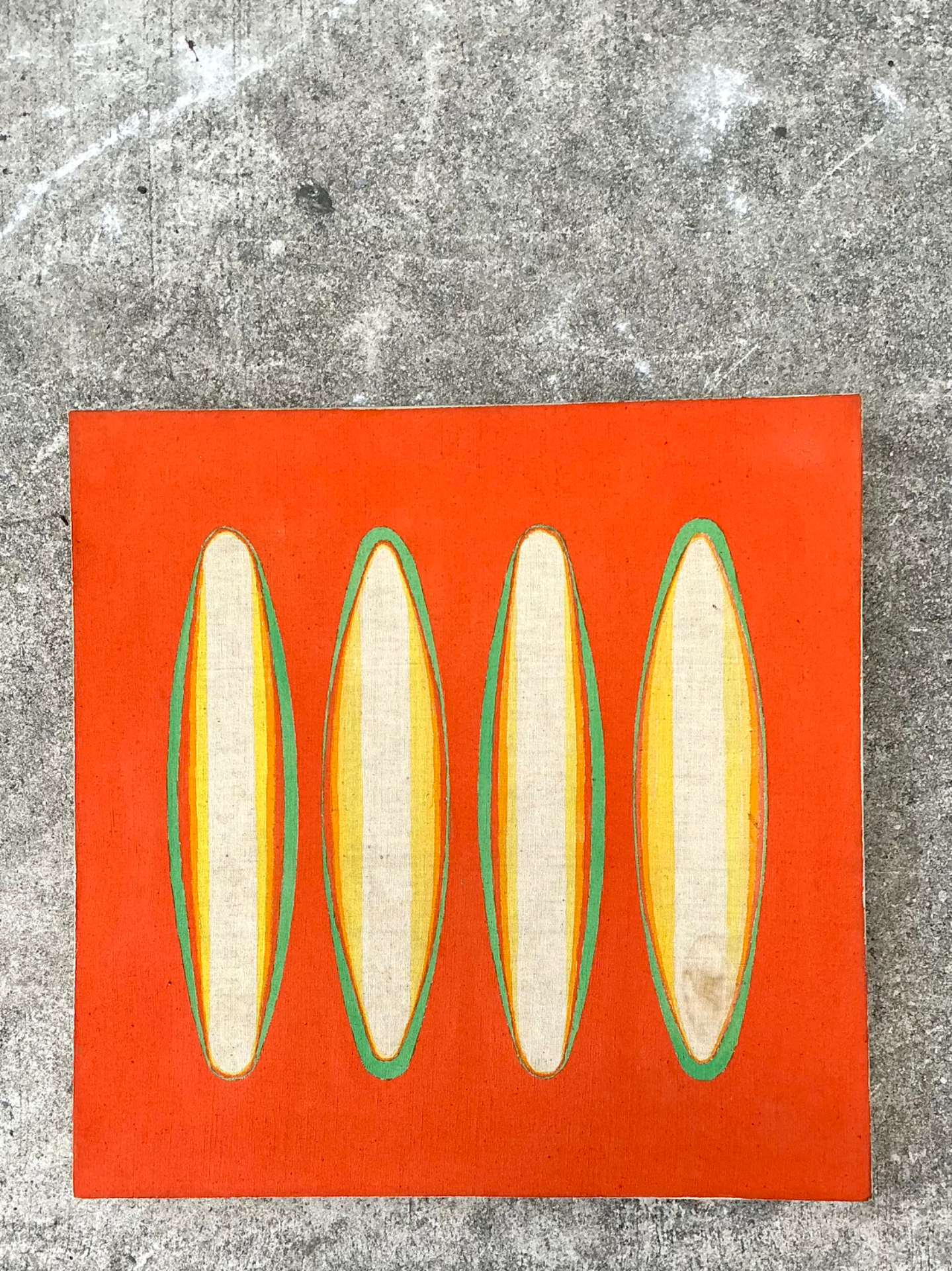 Vintage Geometric Abstract Painting On Canvas - Side view