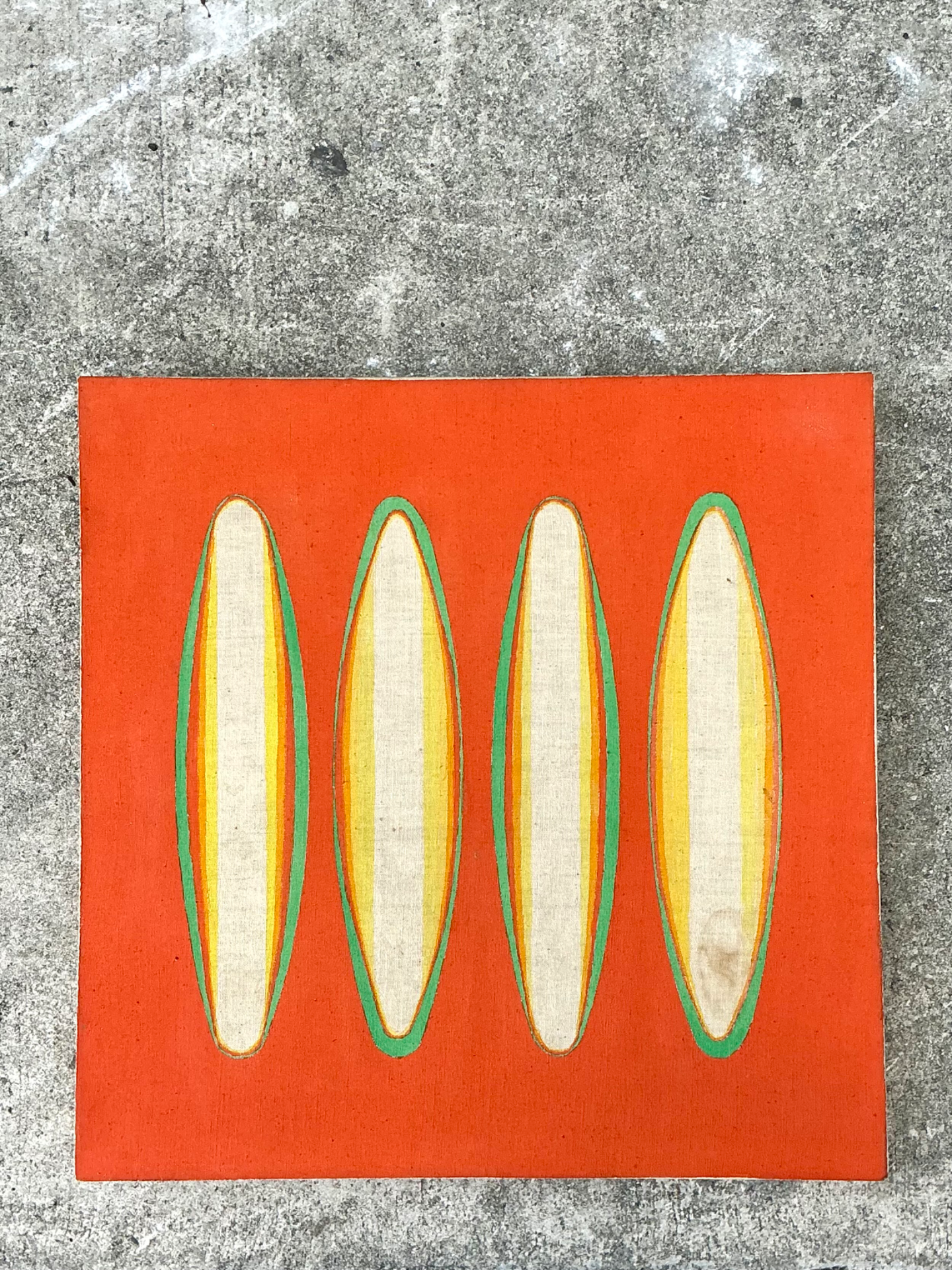 Vintage Geometric Abstract Painting On Canvas - Detail view