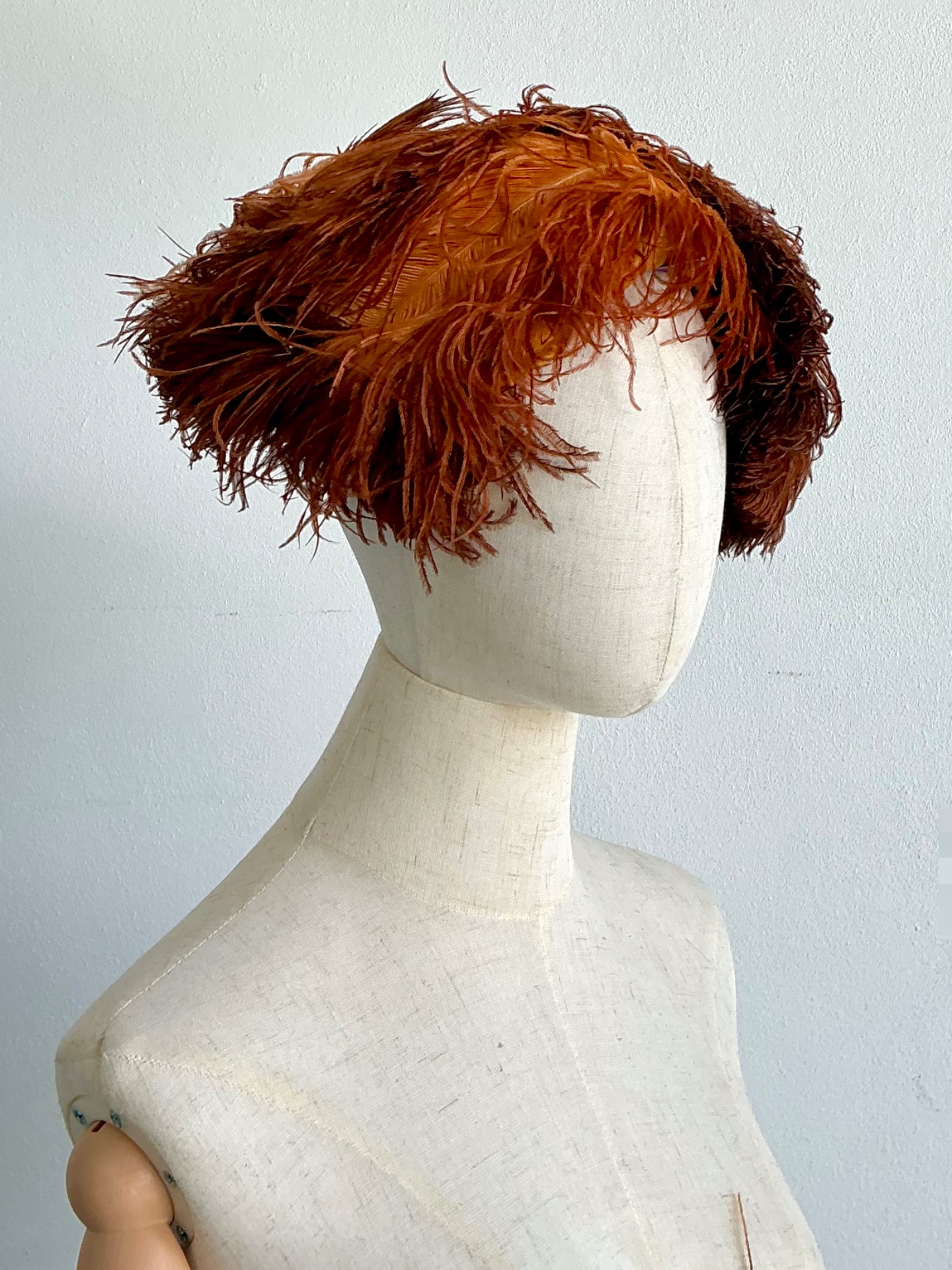 Vintage 1950s Ostrich Feather Hat - Side view