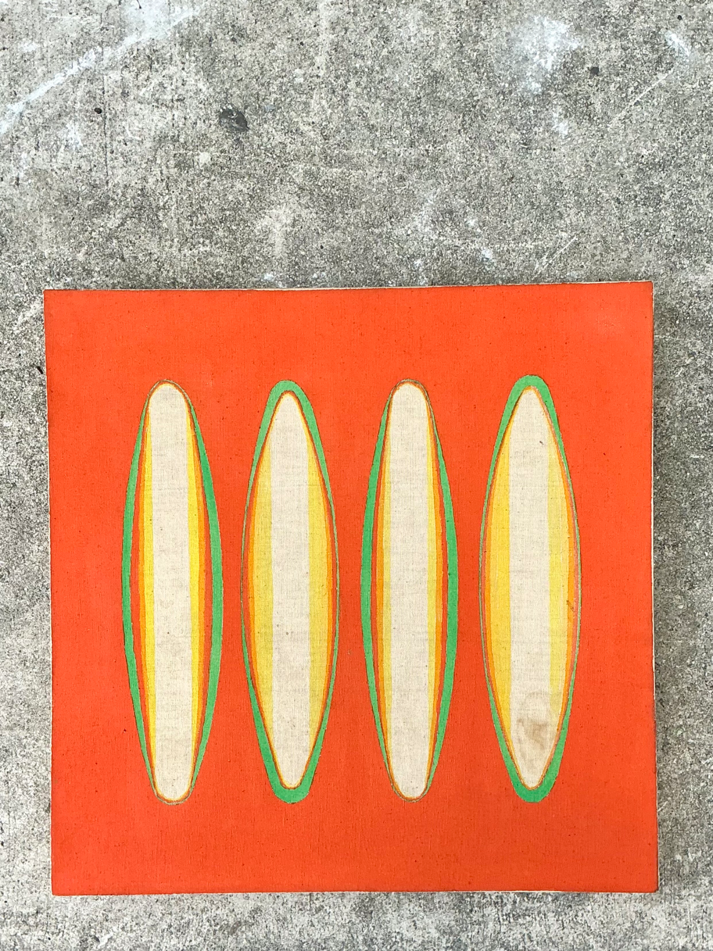 Vintage Geometric Abstract Painting On Canvas - Back view