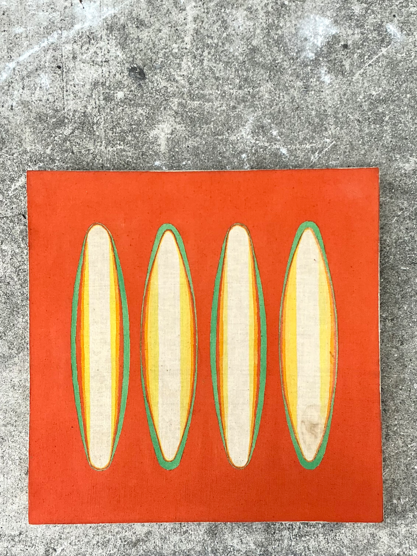 Vintage Geometric Abstract Painting On Canvas - Top view