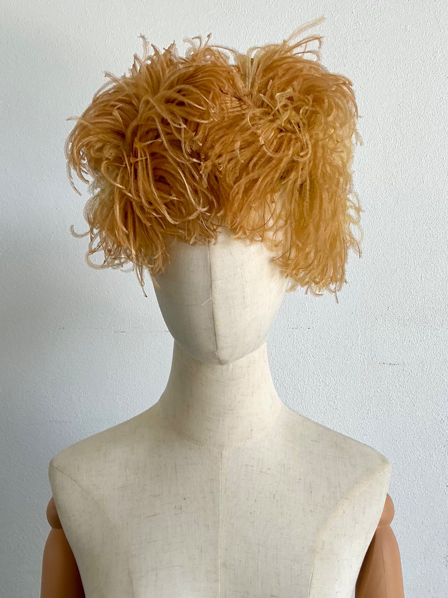 Vintage Feather Hat with Decorative Velvet Bow - Back view
