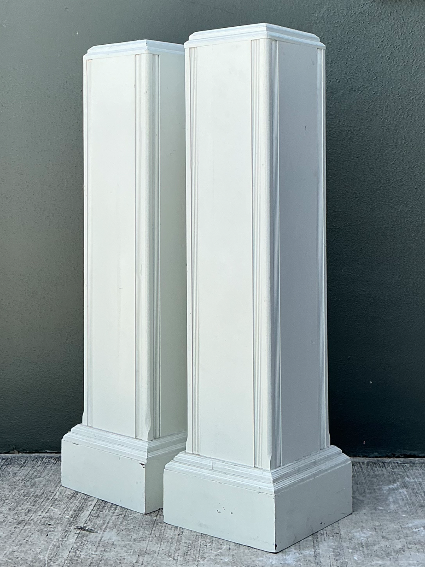 Vintage Architectural Wood Pedestals - A Pair - Detail view