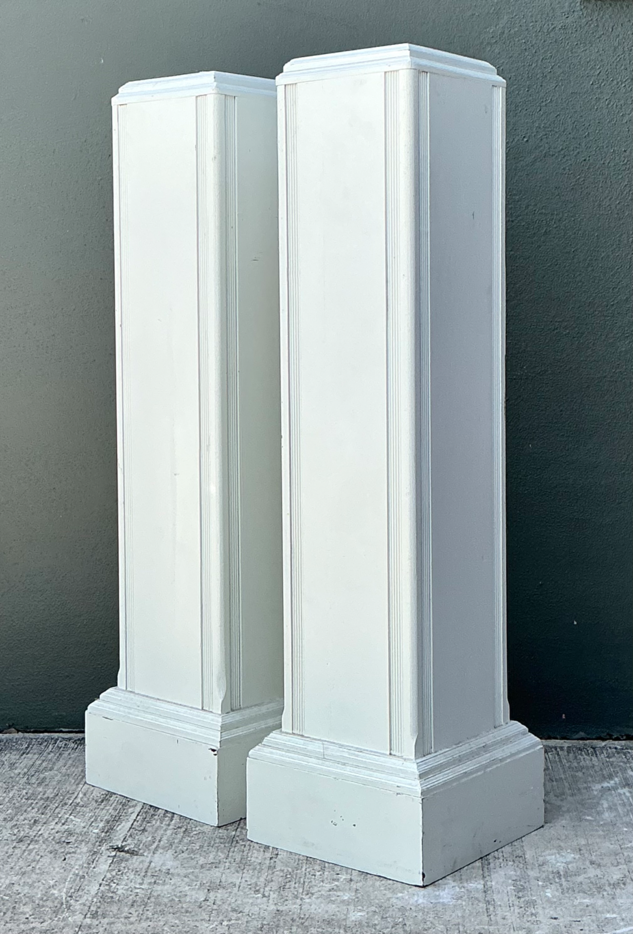 Vintage Architectural Wood Pedestals - A Pair - Back view