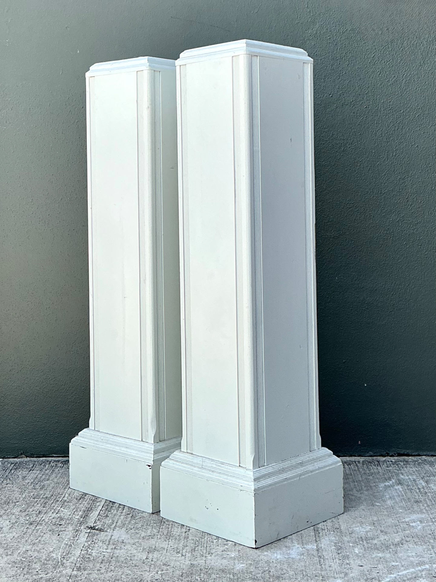 Vintage Architectural Wood Pedestals - A Pair - Side view