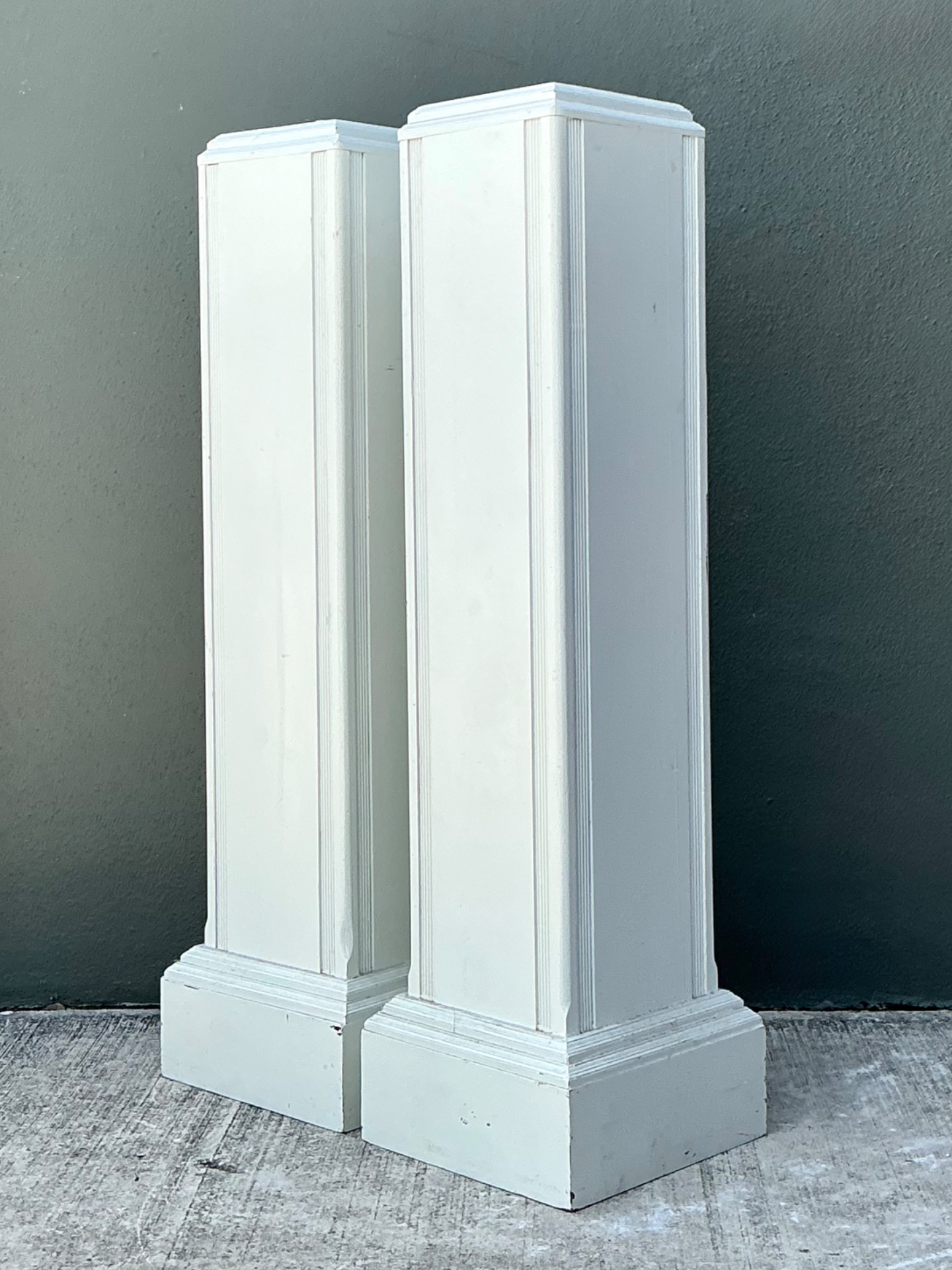 Vintage Architectural Wood Pedestals - A Pair - Top view