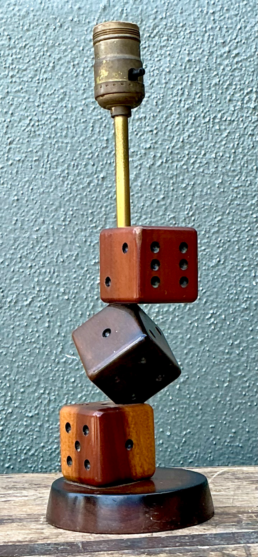 Vintage Wood Dice Desk Lamp - Top view
