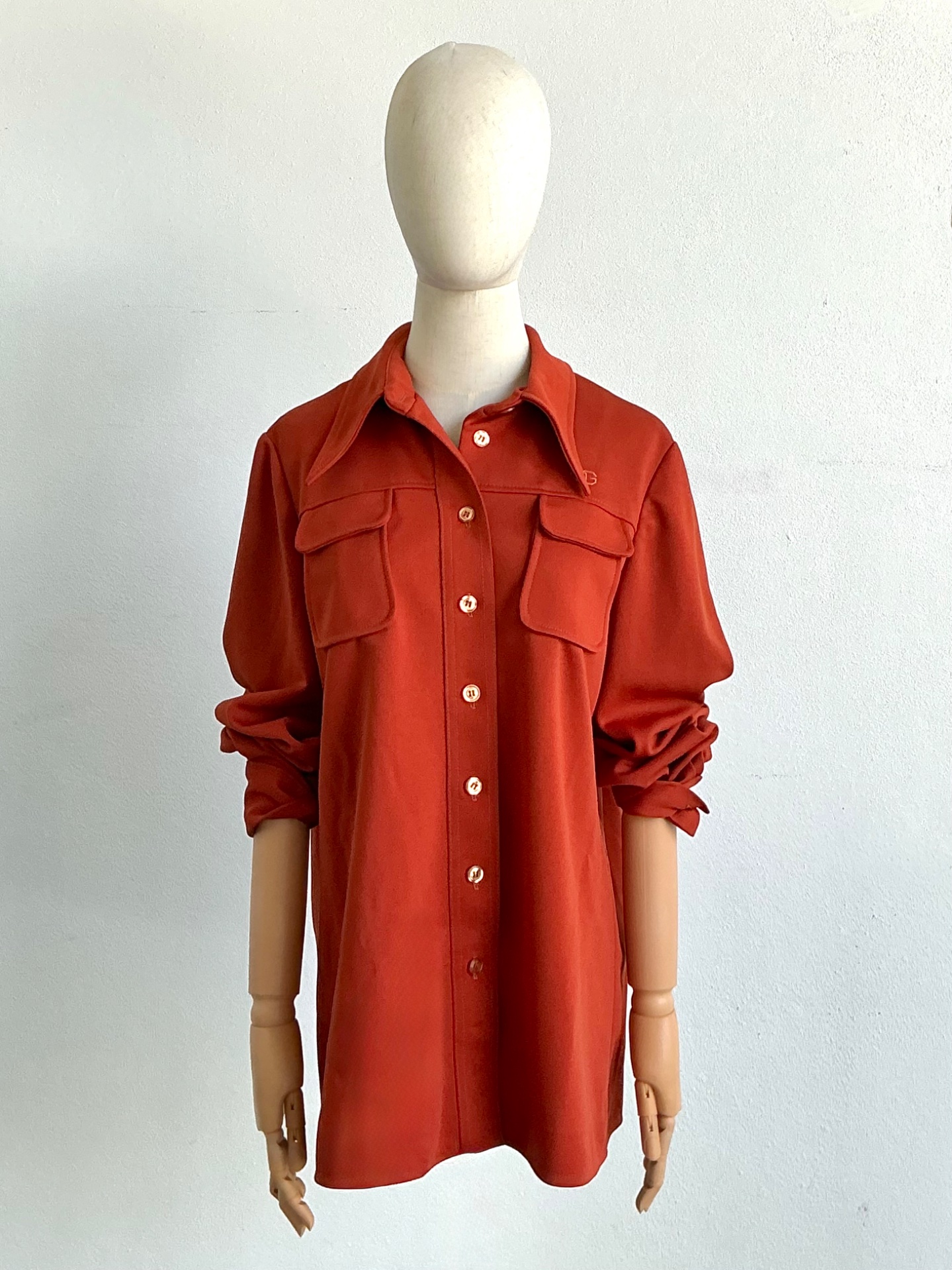 Vintage 70s Givenchy Sport Double Knit Shirt Jacket - Top view