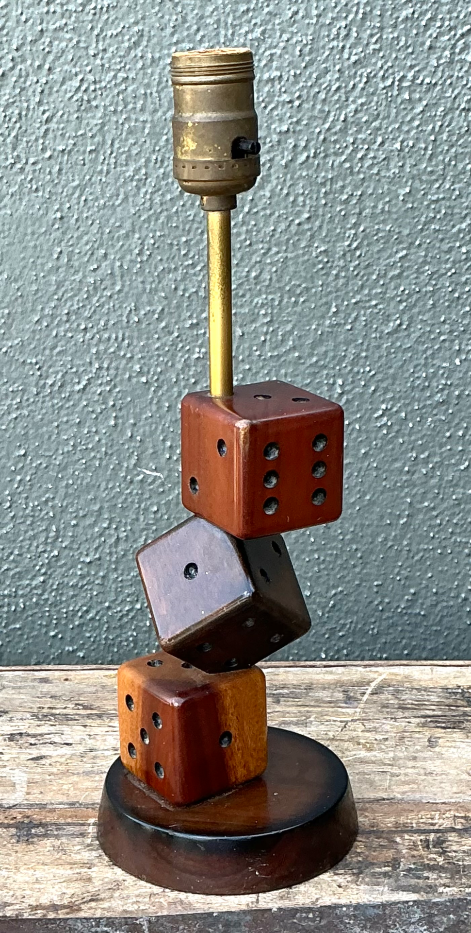 Vintage Wood Dice Desk Lamp - Back view