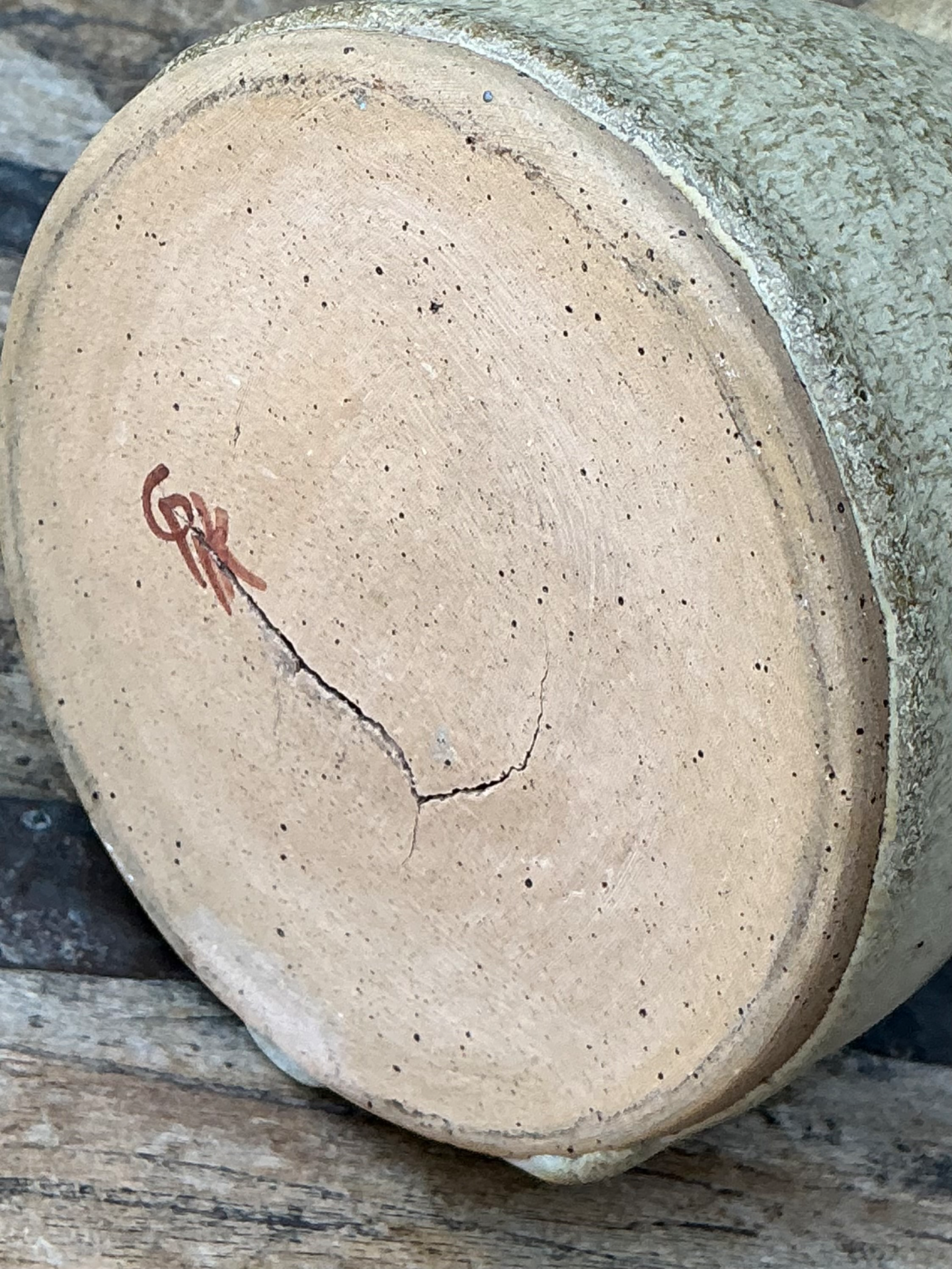 Vintage Abstract Studio Pottery Vase - Top view
