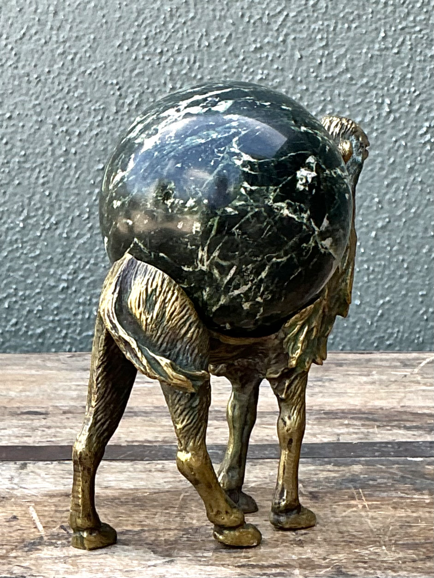 Vintage Brass Camel with Stone Sphere - Detail view