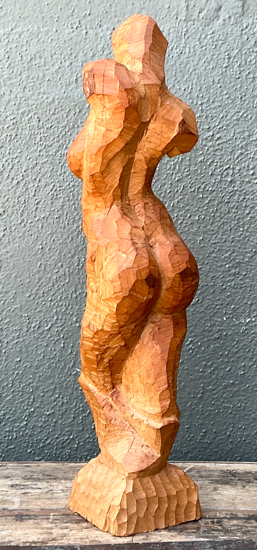 Vintage Abstract Wood Figurative Sculpture - Top view