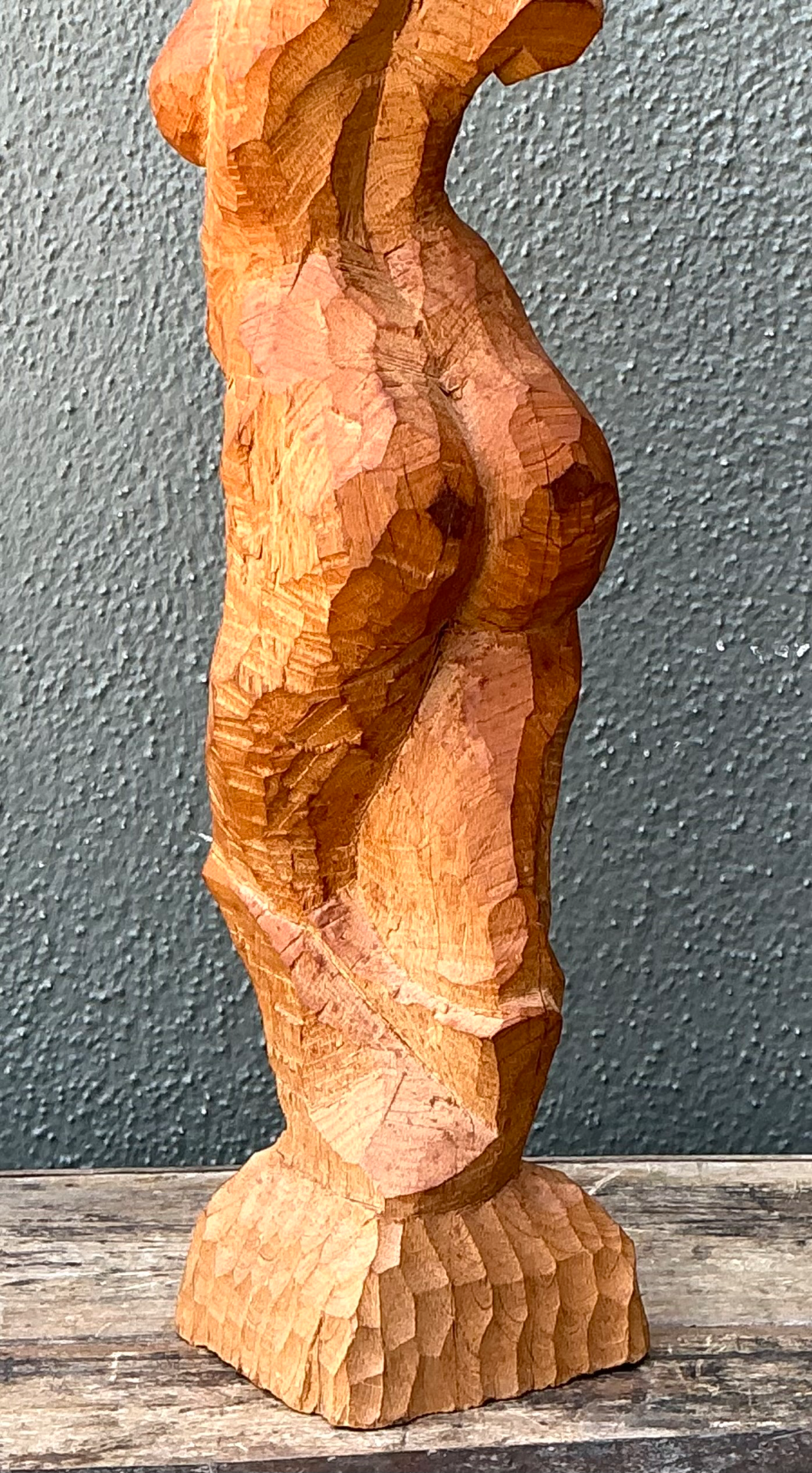 Vintage Abstract Wood Figurative Sculpture - Back view