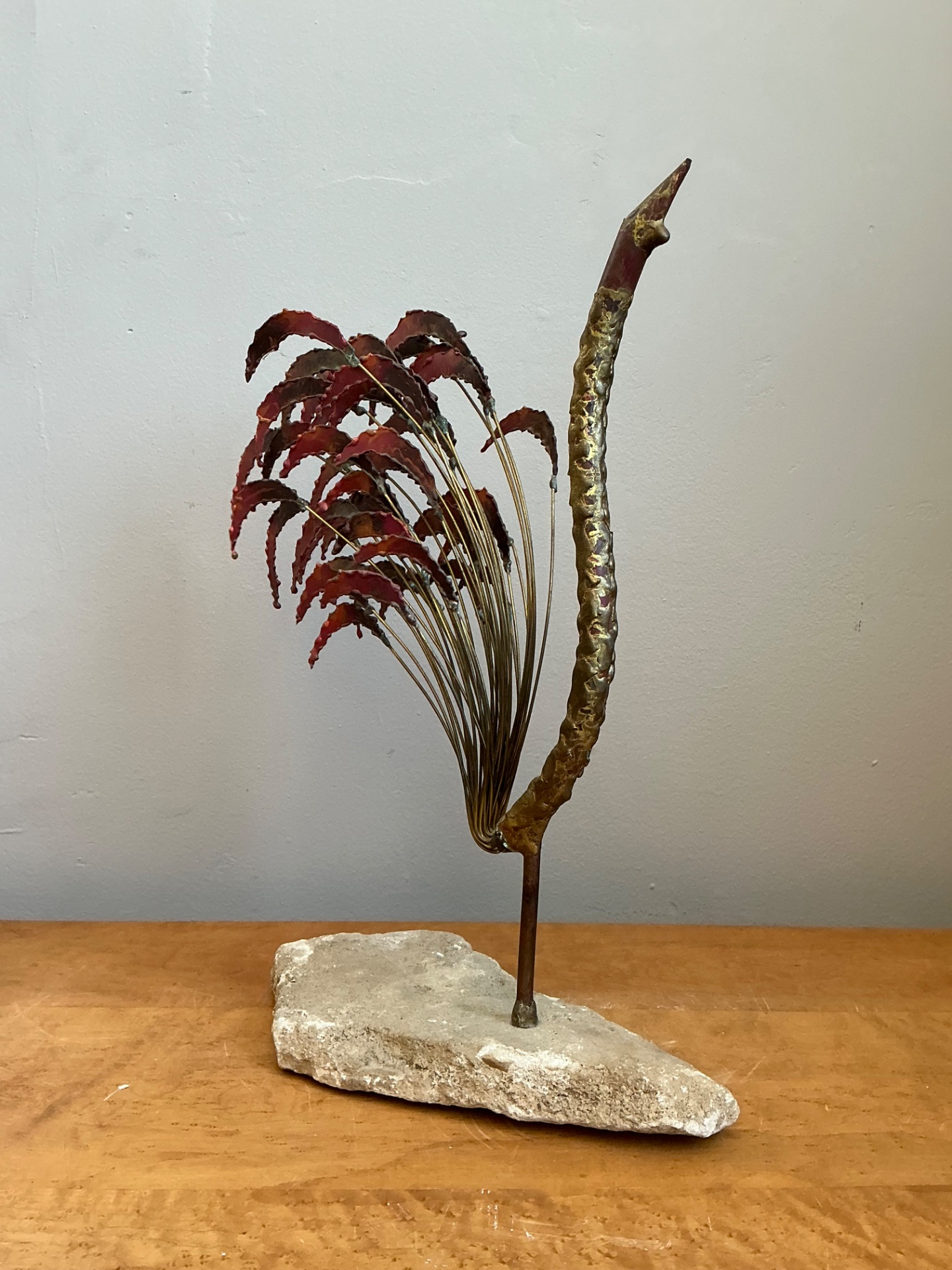 Mid-Century Modern Abstract Metal Rooster Sculpture - Detail view