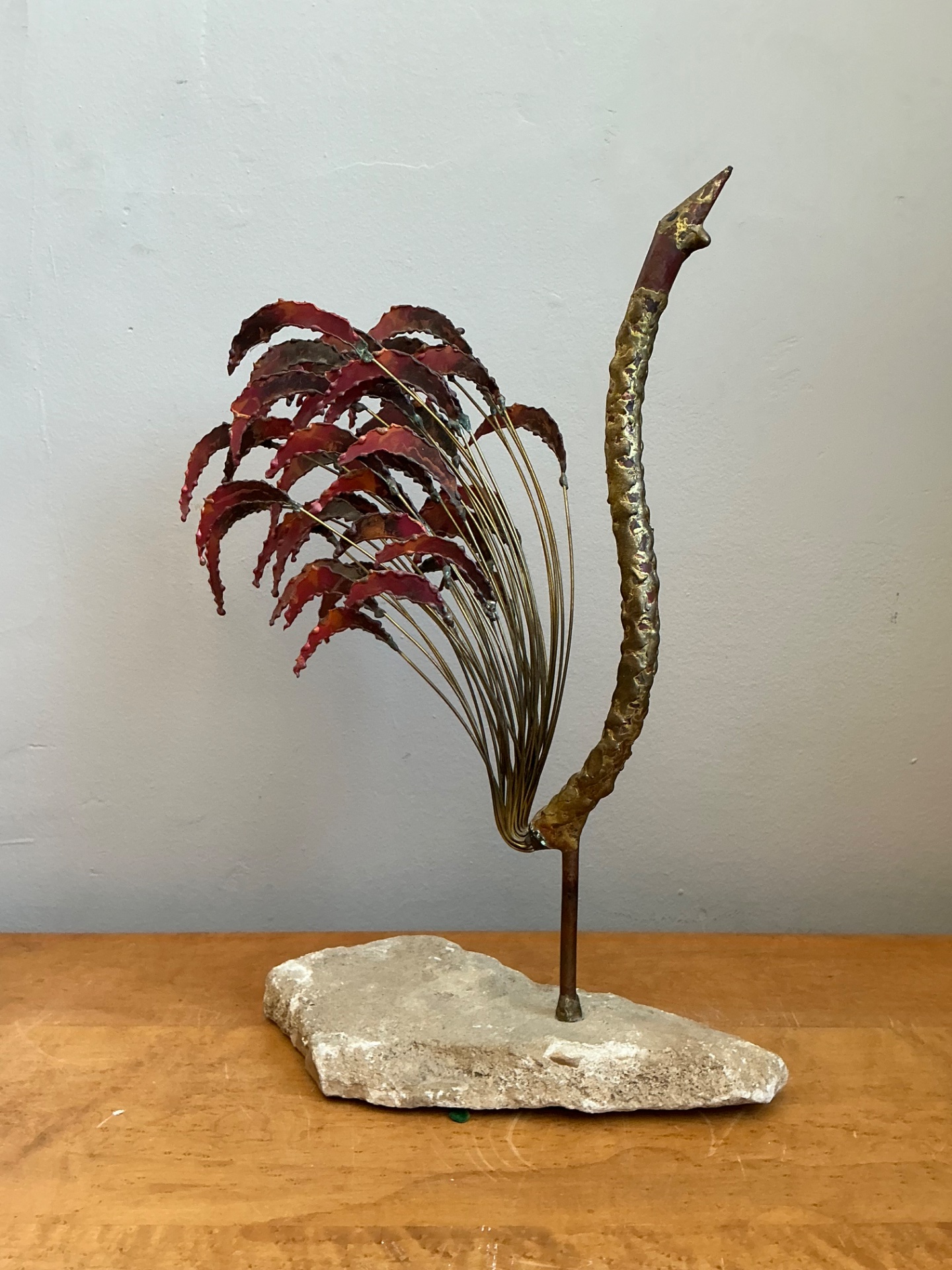 Mid-Century Modern Abstract Metal Rooster Sculpture - Back view