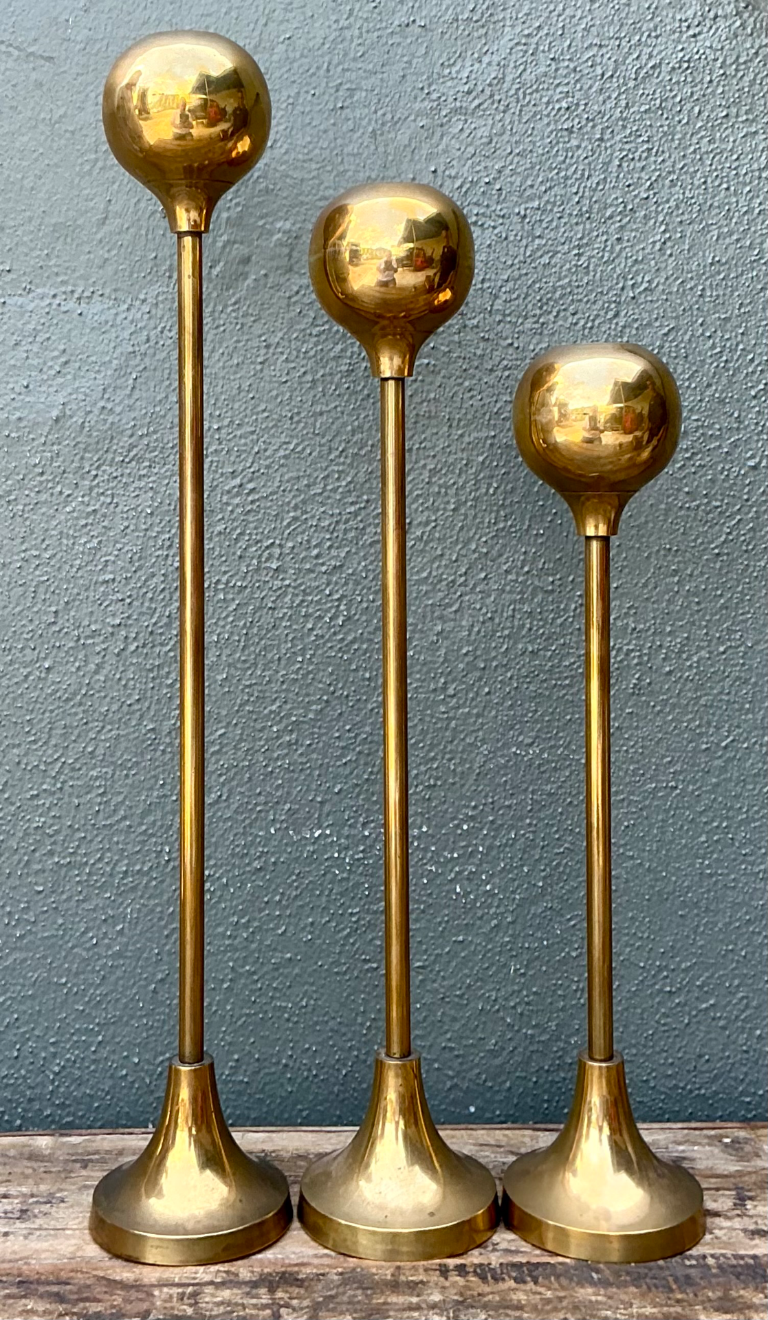 Vintage Brass Candle Holders - Set of Three - Top view
