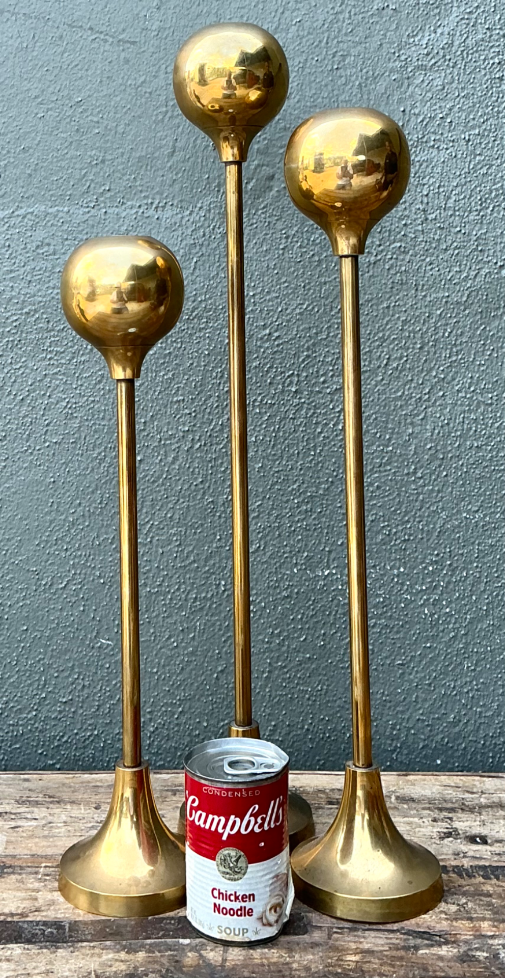 Vintage Brass Candle Holders - Set of Three - Detail view