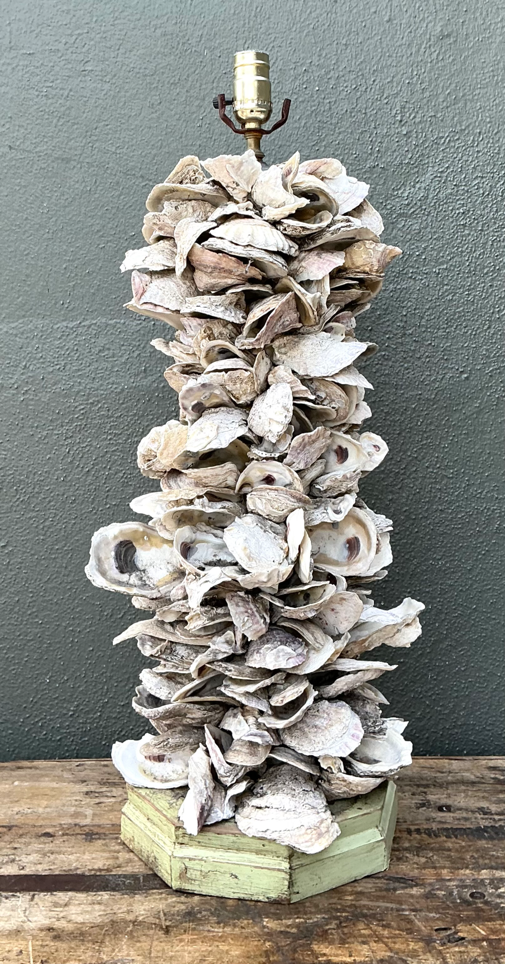 Vintage Oyster Shell Table Lamp - Side view