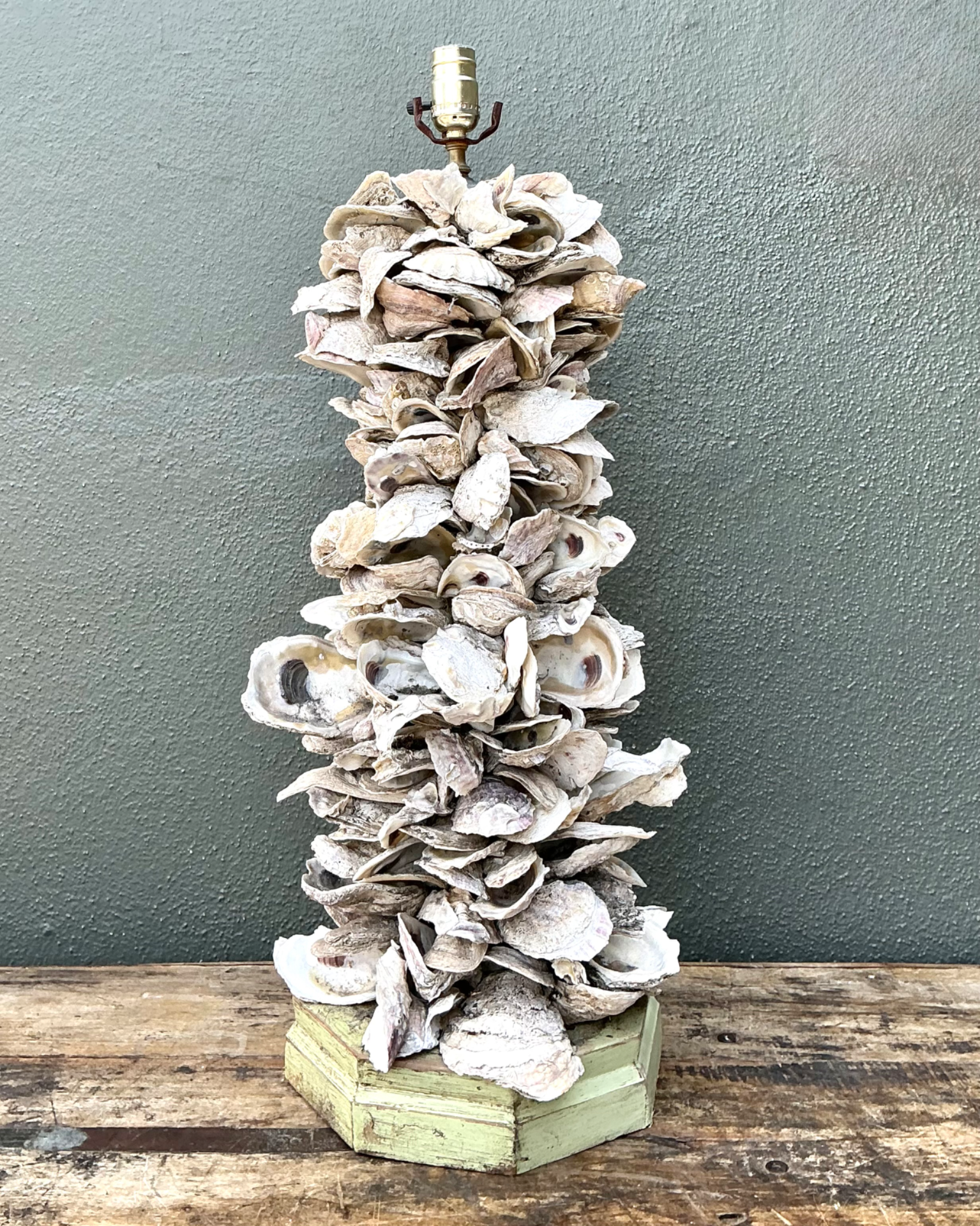 Vintage Oyster Shell Table Lamp - Top view