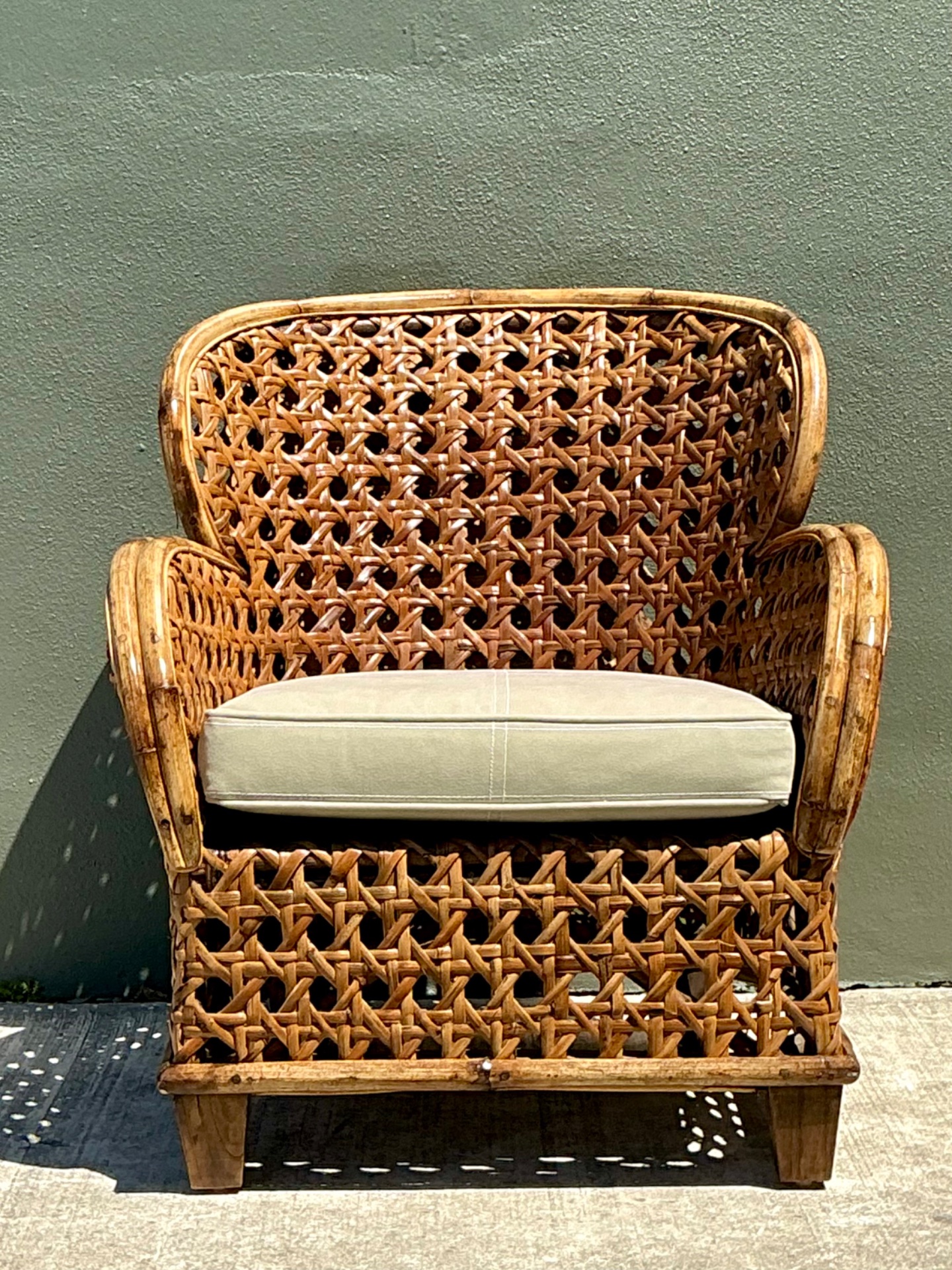 Vintage French Cane Lounge Chair - Back view