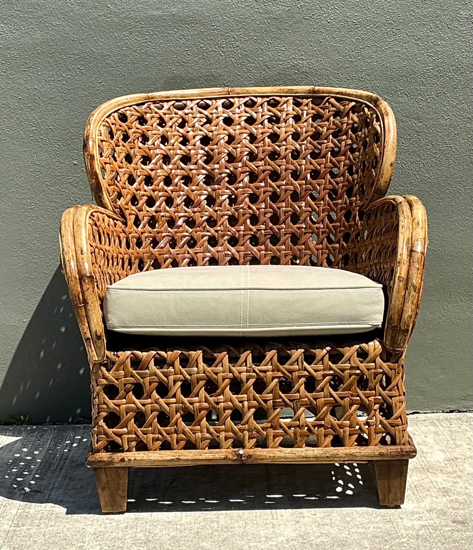 Vintage French Cane Lounge Chair - Detail view