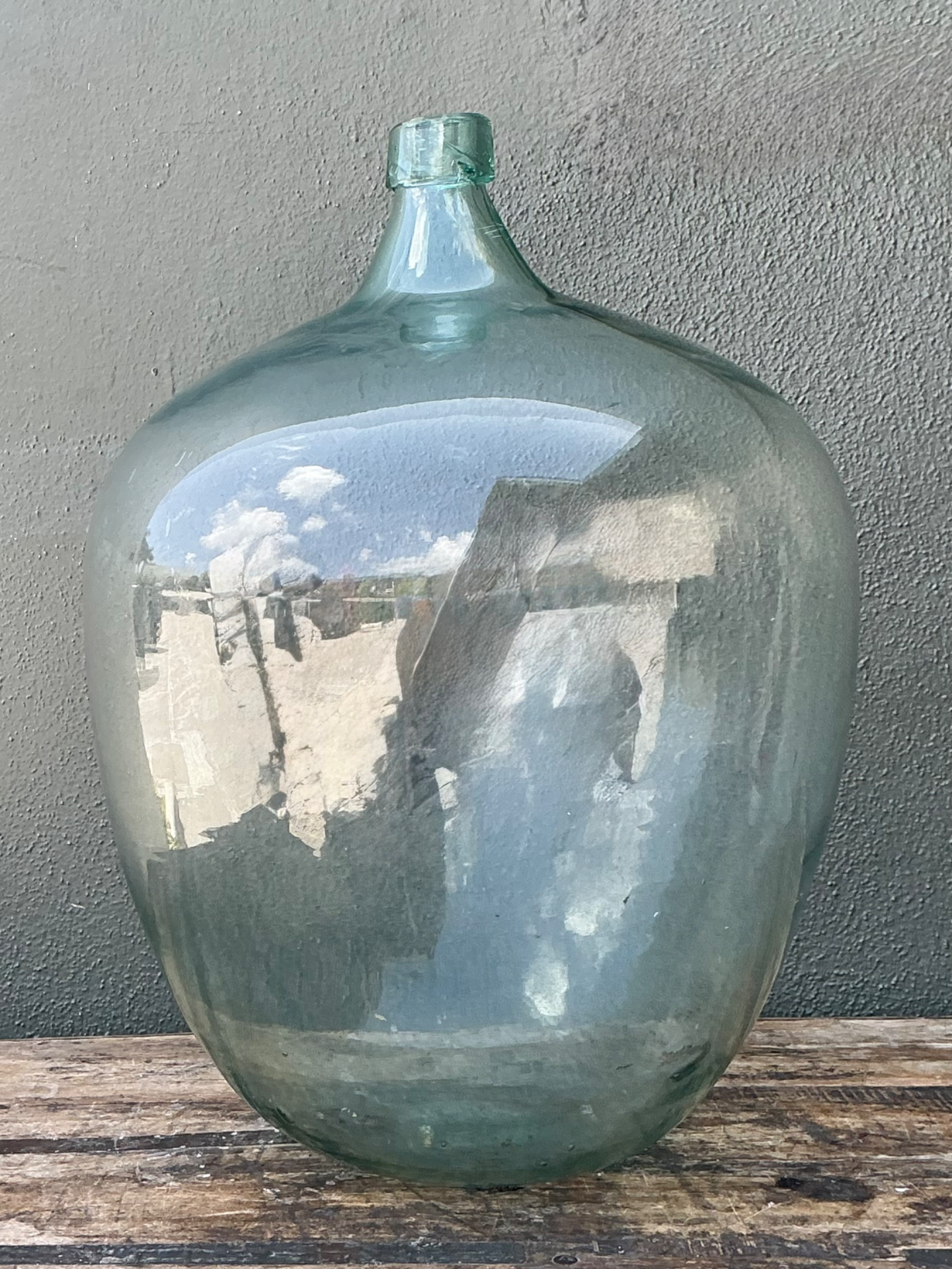Vintage Monumental Glass Demijohn Bottle - Side view