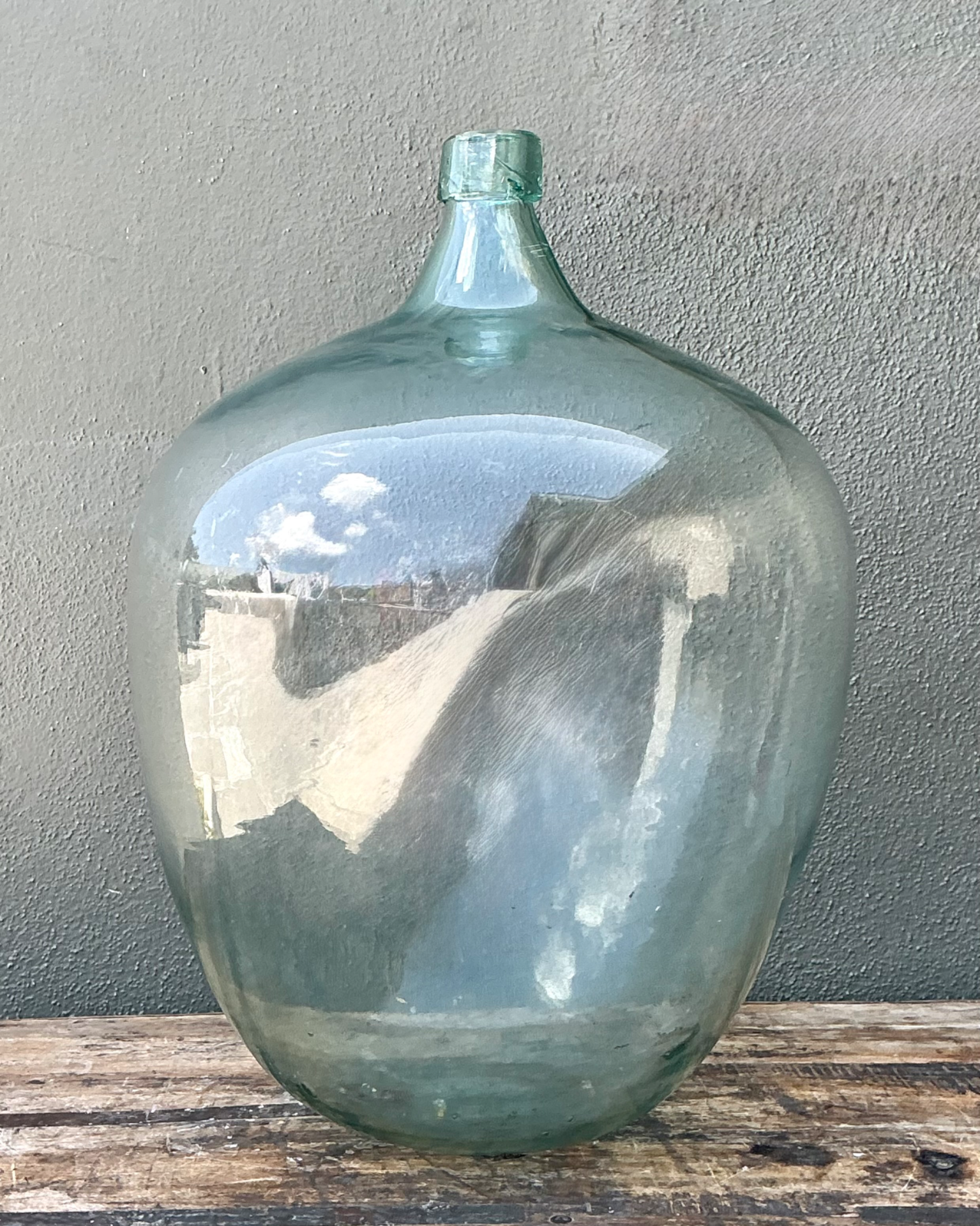 Vintage Monumental Glass Demijohn Bottle - Detail view