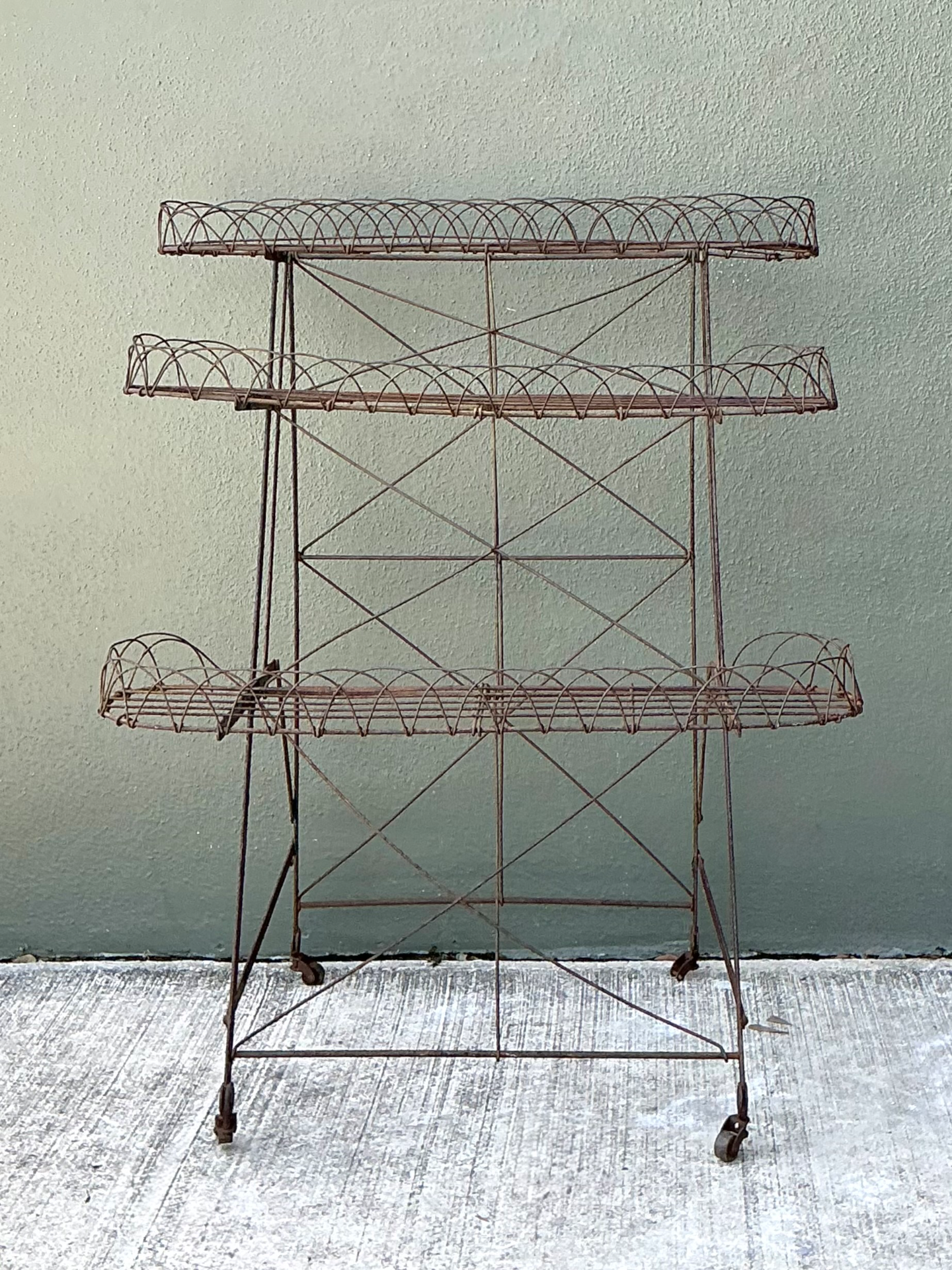 Vintage Three-Tier Wire Plant Stand - Back view