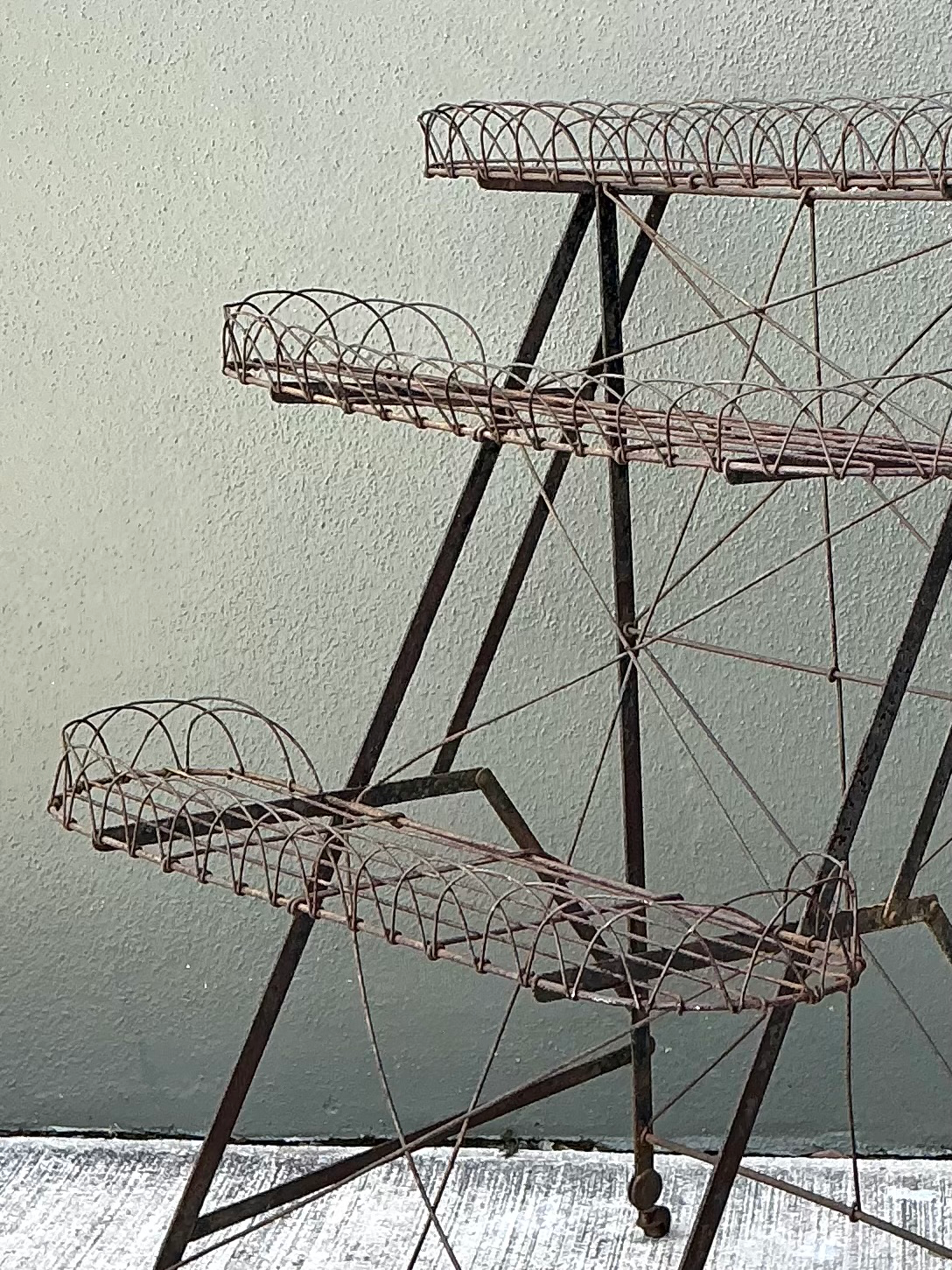 Vintage Three-Tier Wire Plant Stand - Top view