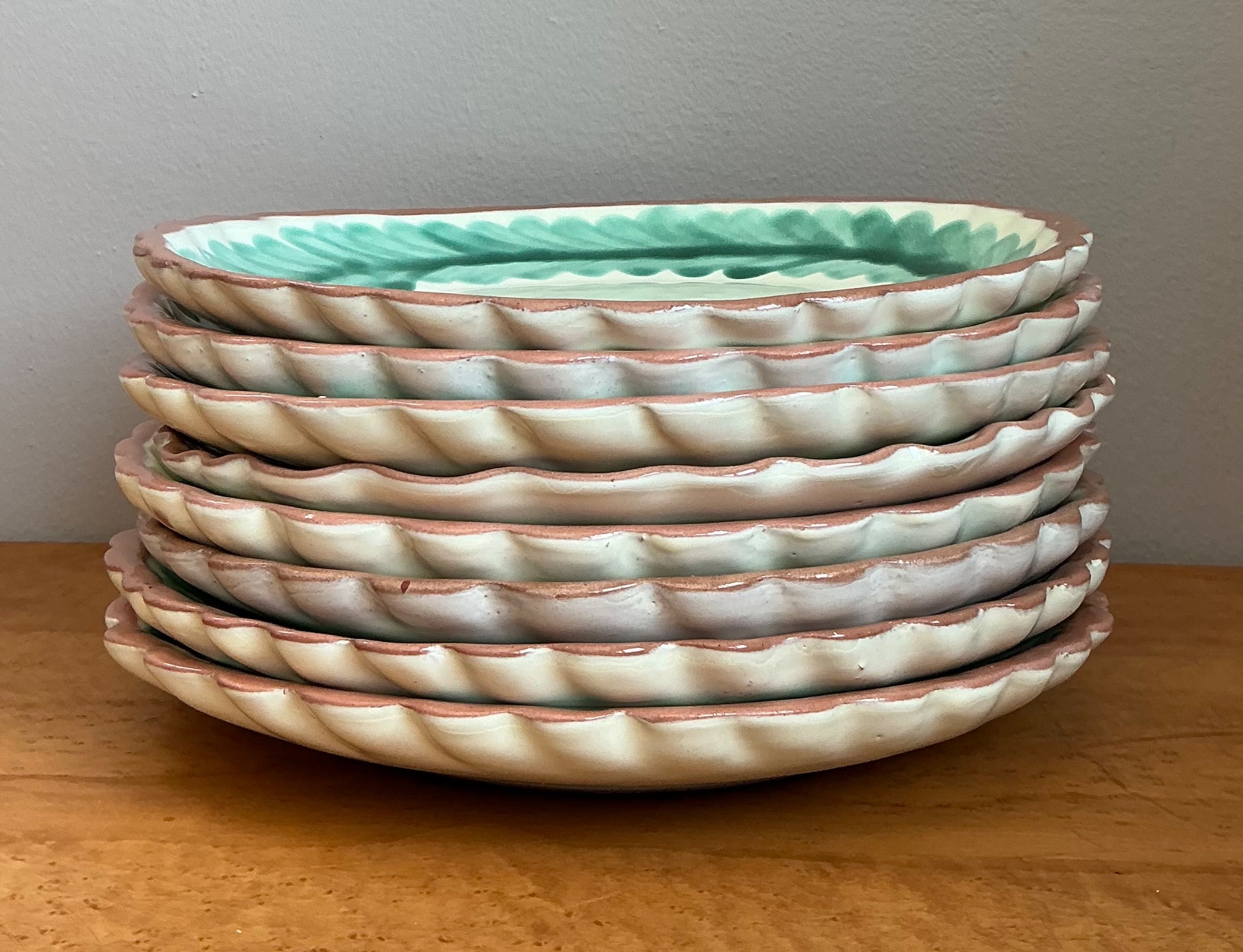 Vintage Casa Gusto “Caprichoso” Verde Dinner Plates - Set Of 8 - Top view