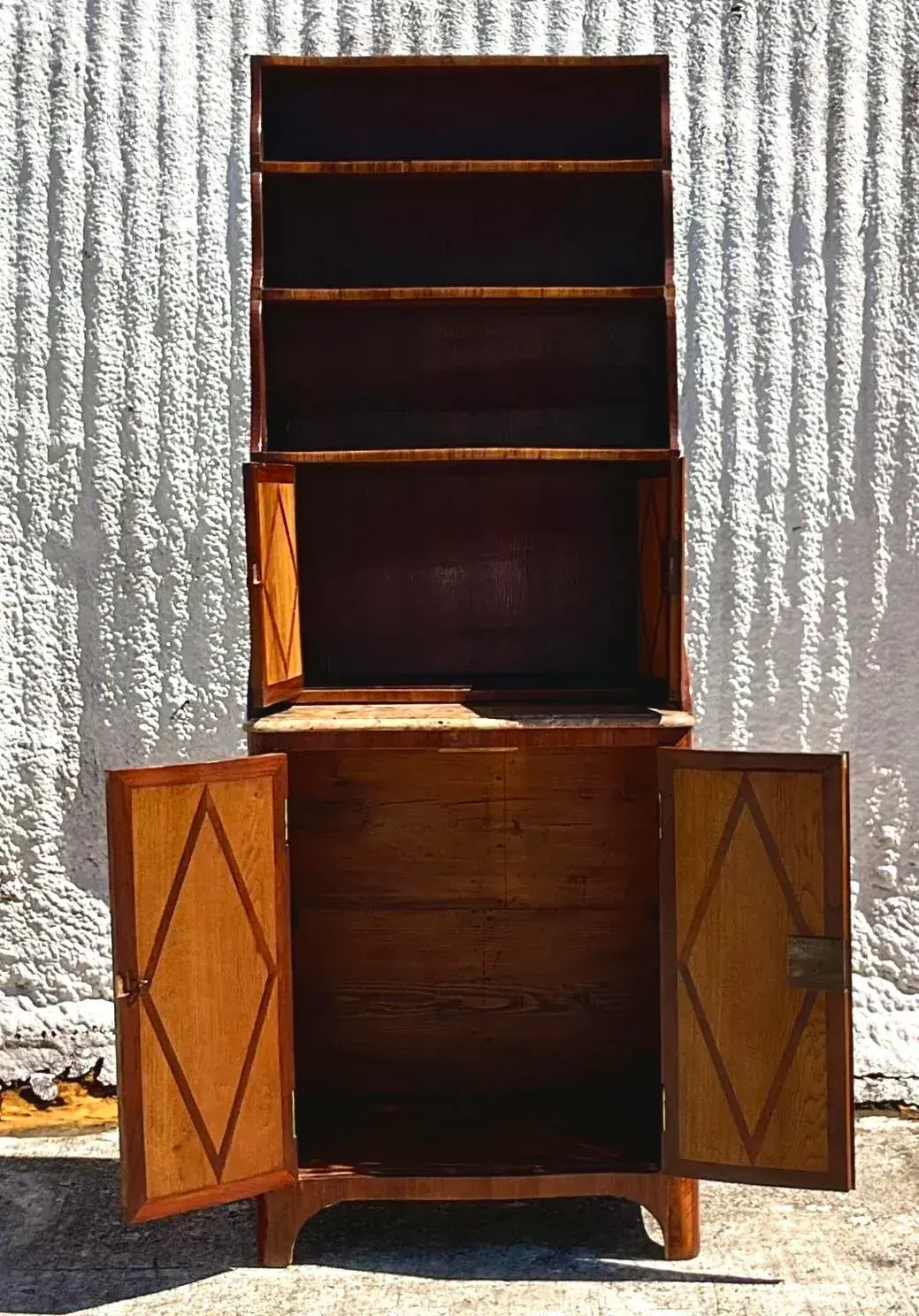 Late 19th Century Regency Chevron Inlay Cascading Cabinet - Back view