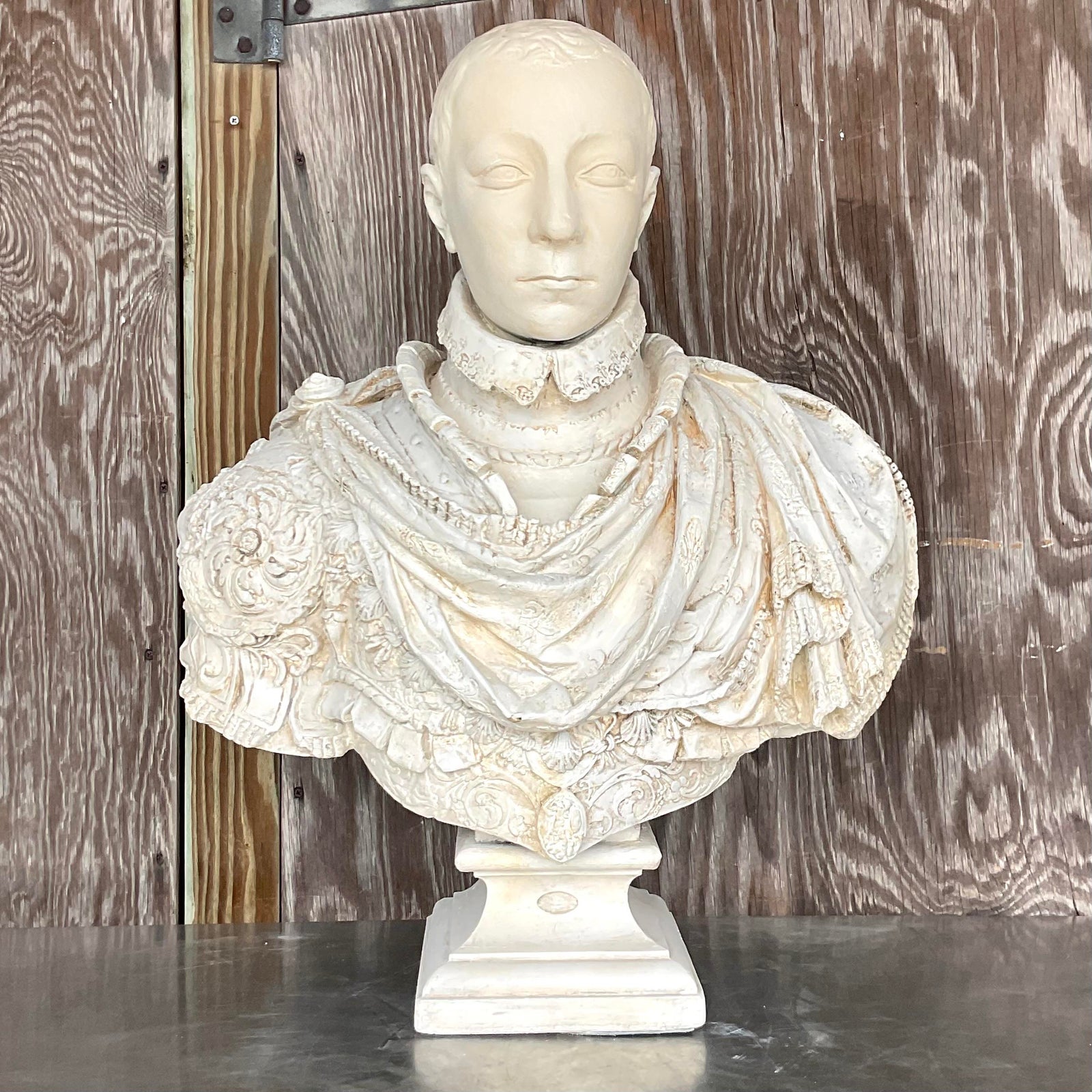 Late 19th Century Vintage Boho Plaster Bust of Moorish Man - Side view